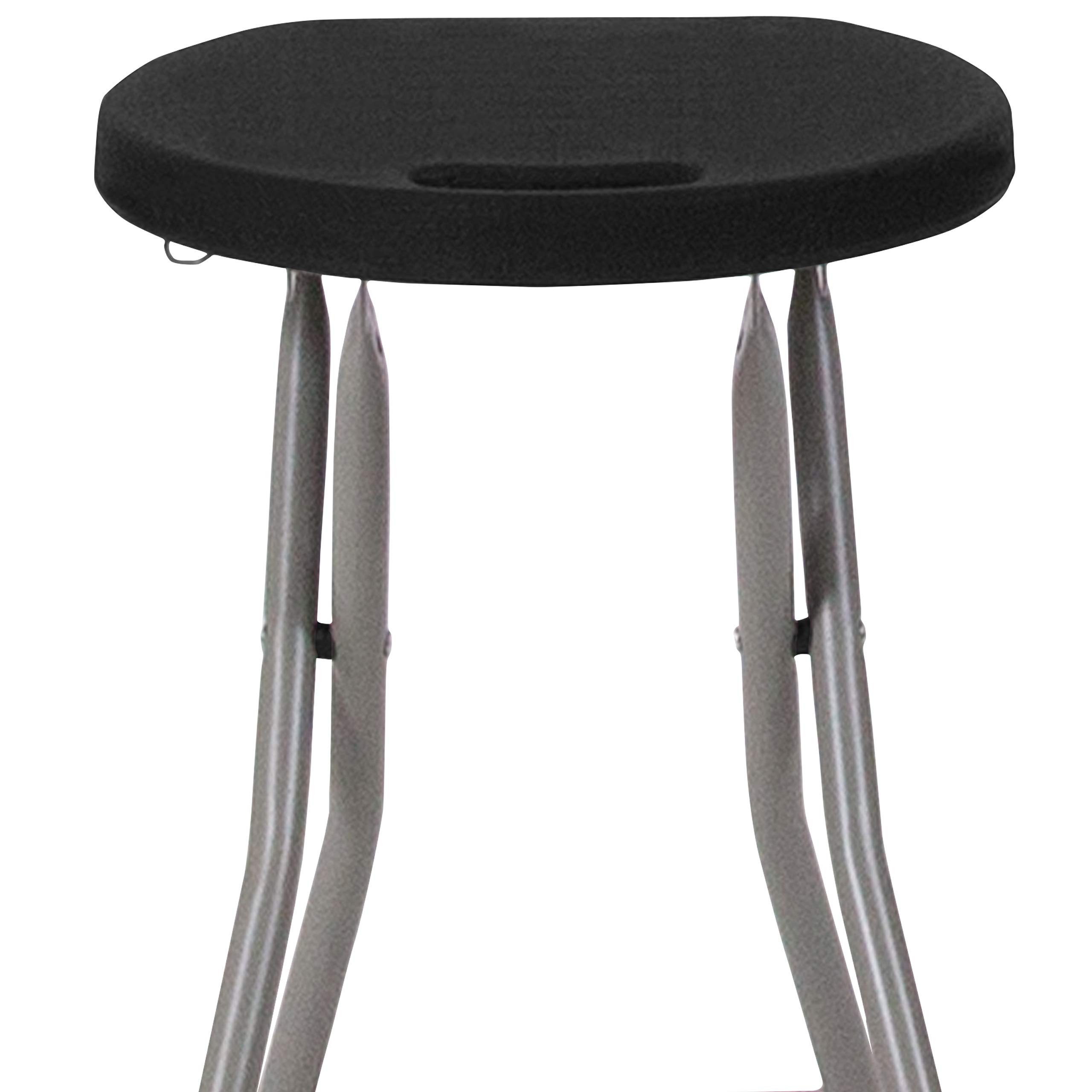EMMA & OLIVER 2 Pack Foldable Portable Stool - Lightweight Black Plastic Seat with Titanium Gray Frame - Perfect for Camping, Fishing, Picnics & Outdoor Events