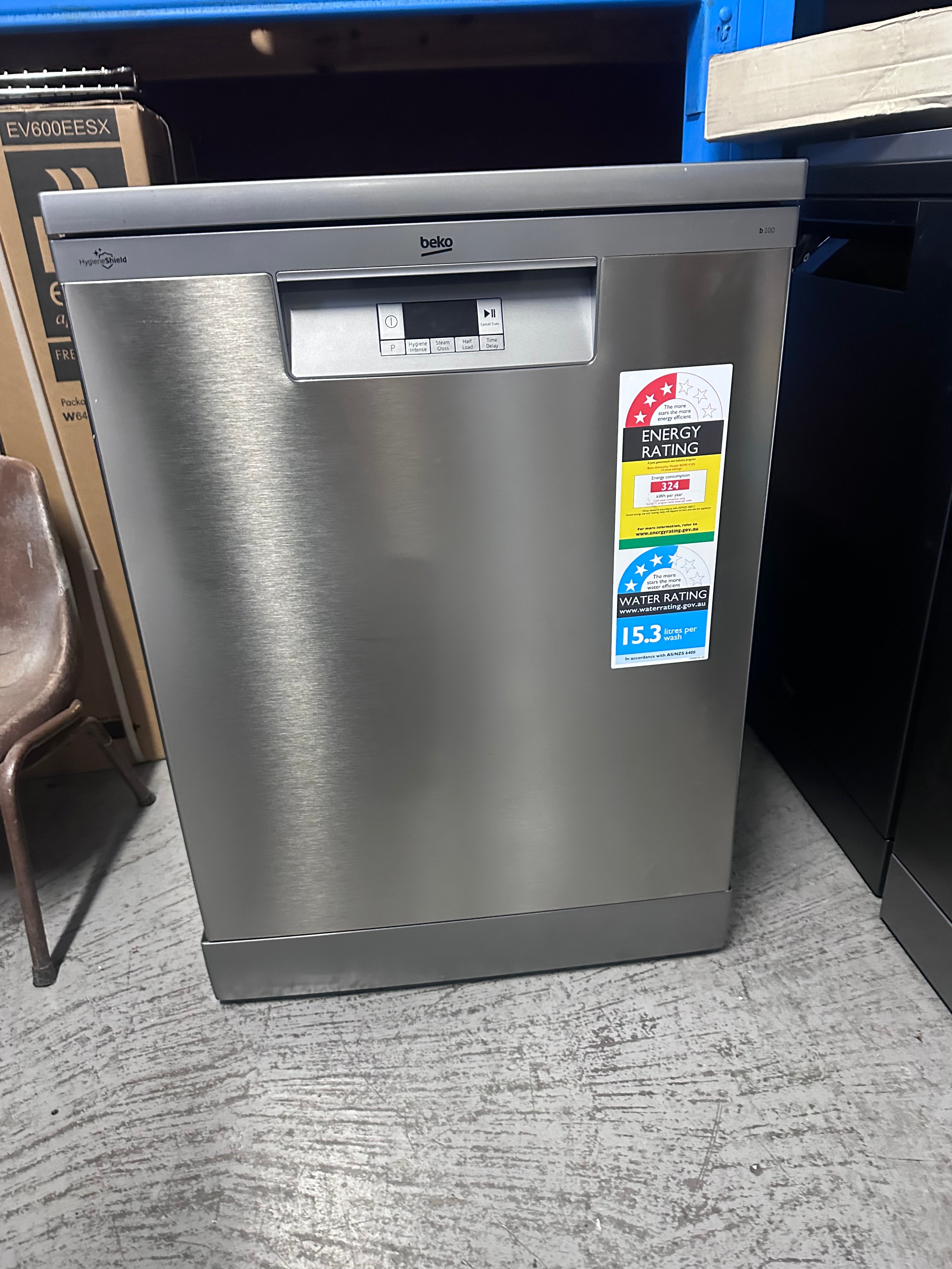 Beko 60cm Freestanding Dishwasher 14 Place Settings - Platinum Steel (BDFB1410X) | Factory Second | Perfect for Small Kitchens & Apartments