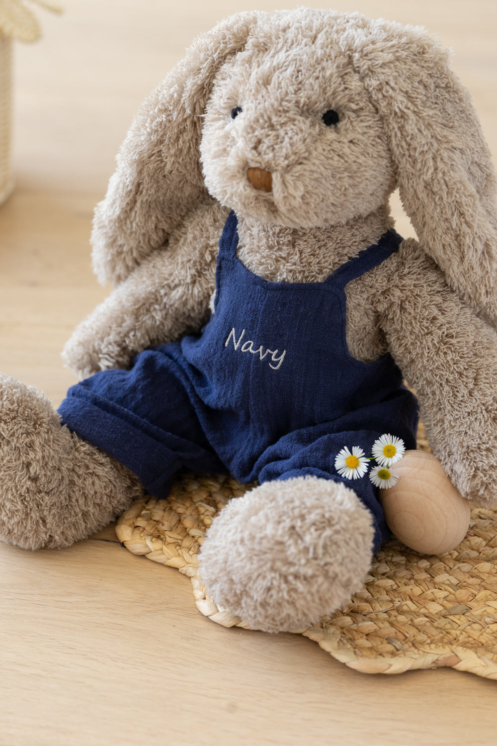 Personalized Bunny Plush Toy - Mr Honey Bunny Navy Blue Stuffed Animal for Kids, Perfect Gift for Easter, Birthday & Nursery Decor