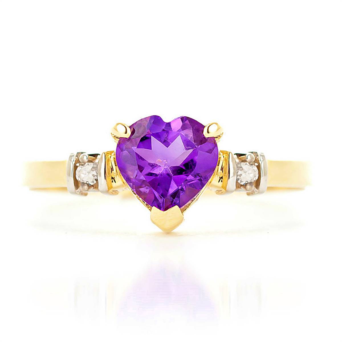 0.98 Carat 14K Solid Yellow Gold Ring with Natural Purple Amethyst & Diamond Accents | Elegant Birthstone Jewelry for Women, Perfect for Anniversary, Engagement & Special Occasion Gifts