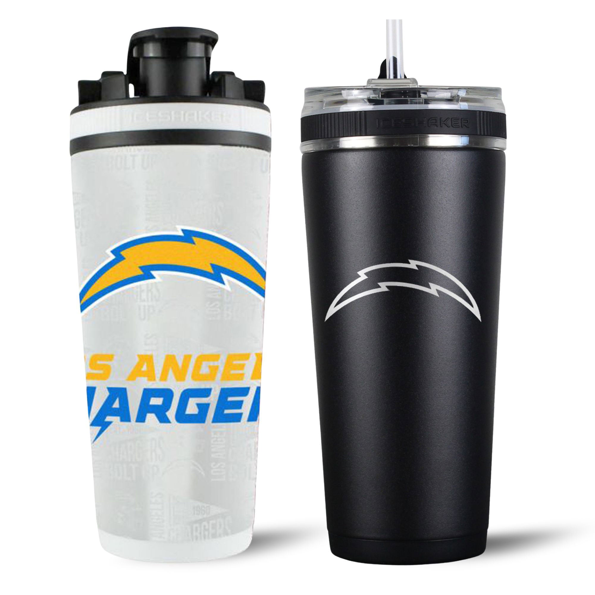 Los Angeles Chargers 4D Shaker & Flex Bottle Bundle - Premium Protein Shaker & Water Bottle Combo for Gym, Workout & Sports Hydration
