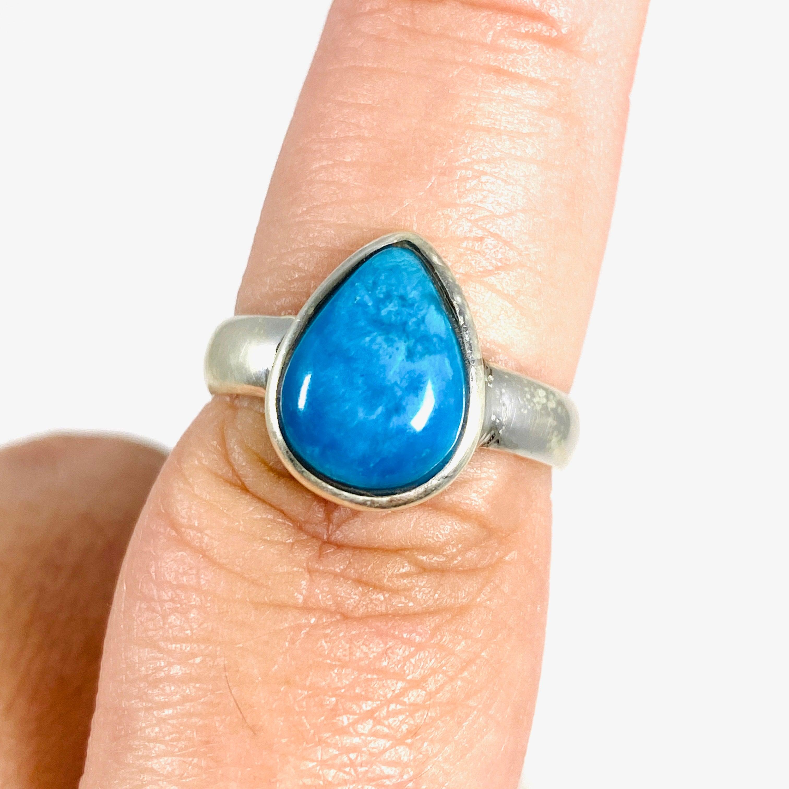 Cavansite Teardrop Ring - Size 8.5 PRGJ390 - Elegant Blue Crystal Jewelry for Women - Perfect for Weddings, Parties & Special Occasions