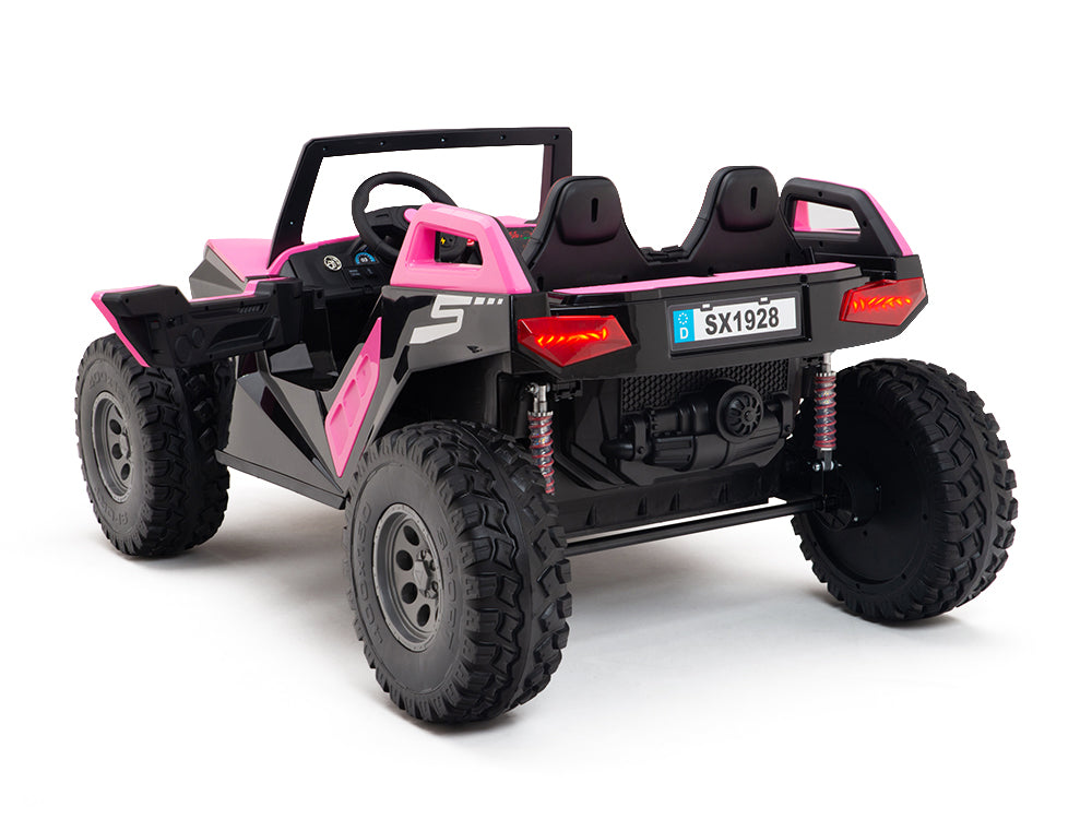 24V Red Tiger All Terrain UTV Ride-On Buggy with Remote Control - Pink Electric Kids Car for Off-Road Adventure, Backyard Play & Outdoor Exploration