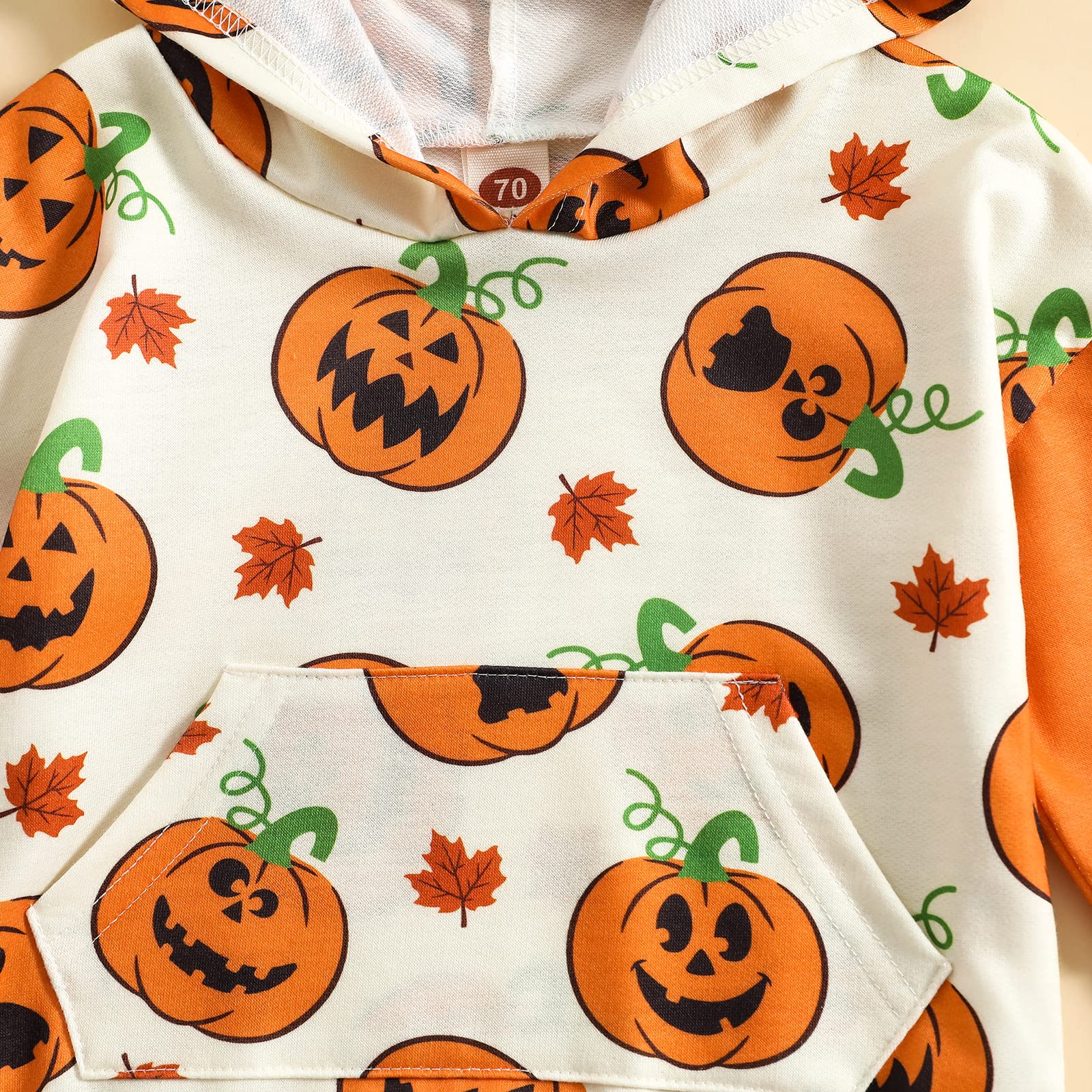 Halloween Baby Outfit - Pumpkin Romper Sweatshirt Hoodie with Long Sleeves | Cute Fall & Winter Costume for Boys & Girls | Perfect for Trick-or-Treating, Photo Shoots & Holiday Parties