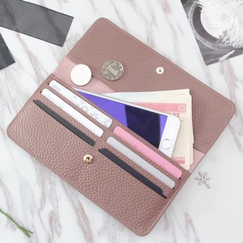 Genuine Leather Women's Wallet - Slim Long Bifold Wallet with RFID Protection, Credit Card Slots & Coin Pocket (20 x 9.5 x 1cm) - Perfect for Everyday Use, Travel & Gift Giving (Color: Brown)