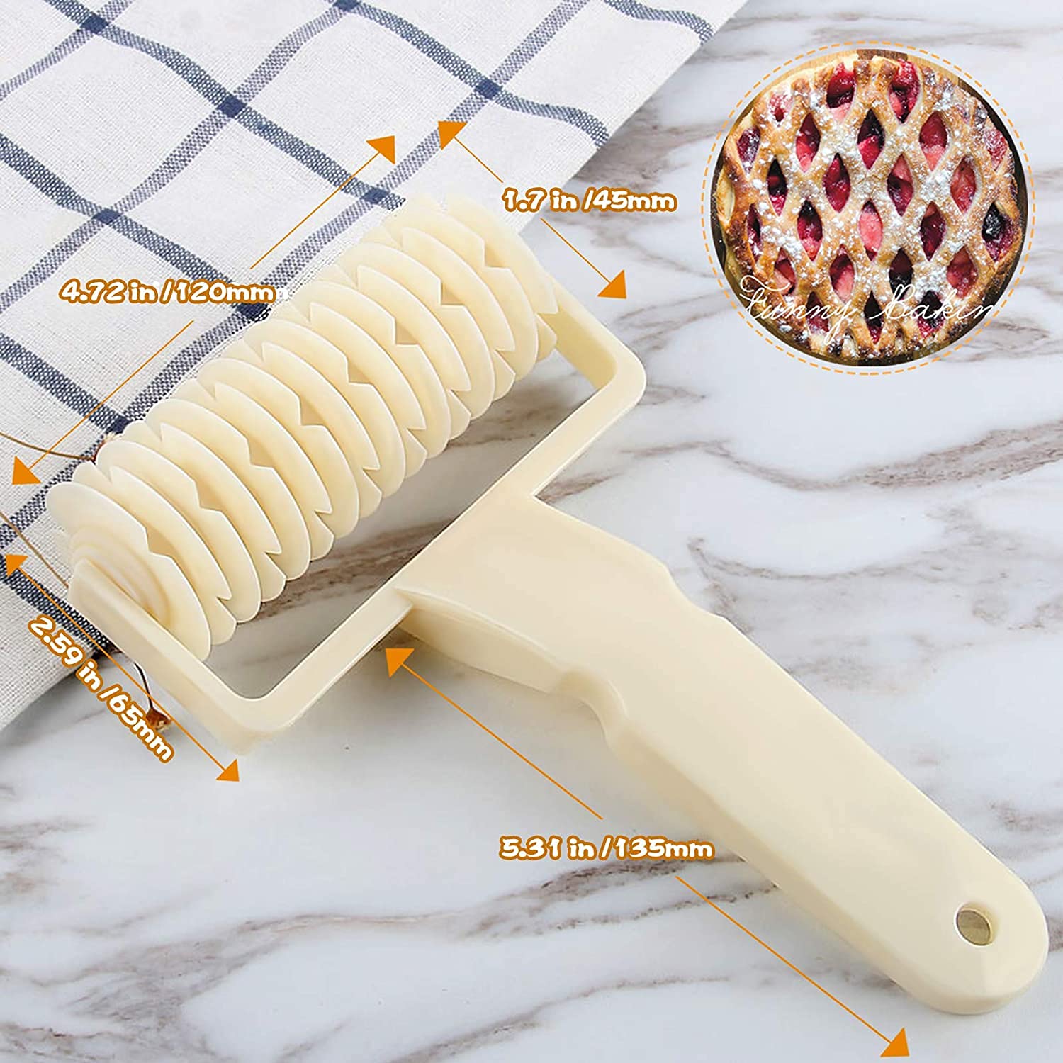 Lattice Roller Cutter for Baking - Plastic Dough Cutter Tool for Pie Crust, Pizza, Cookies & Pastry | Perfect for Homemade Pies, Biscuits & Pizza Dough | Essential Baking Tool for Home Bakers & Kitchen