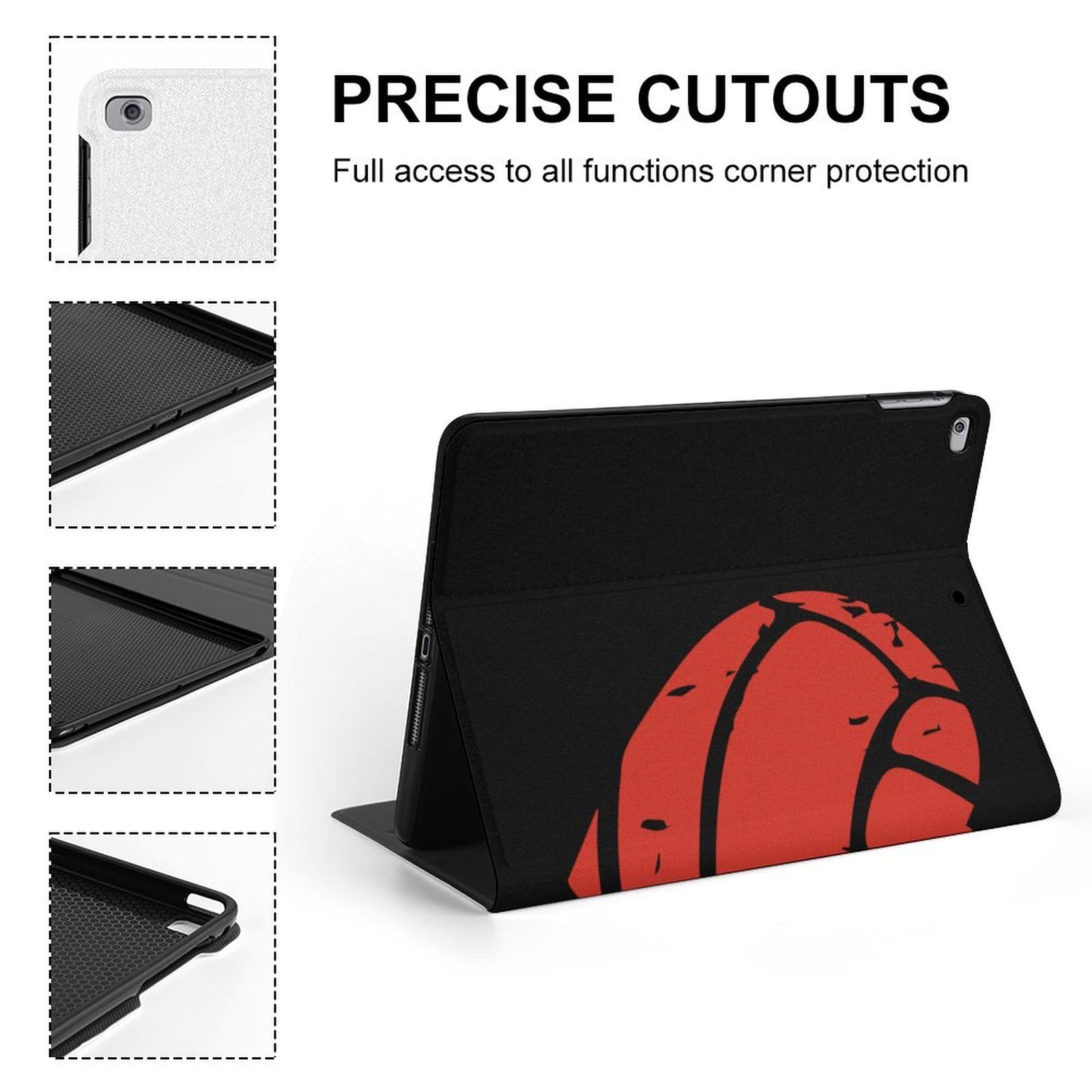 Volleyball Heart Slim Shockproof Waterproof Protective Case with Stand for iPad 2017/2018/Air 1/Air 2 (9.7 Inch) - Perfect for Sports Fans, Travel & Daily Use