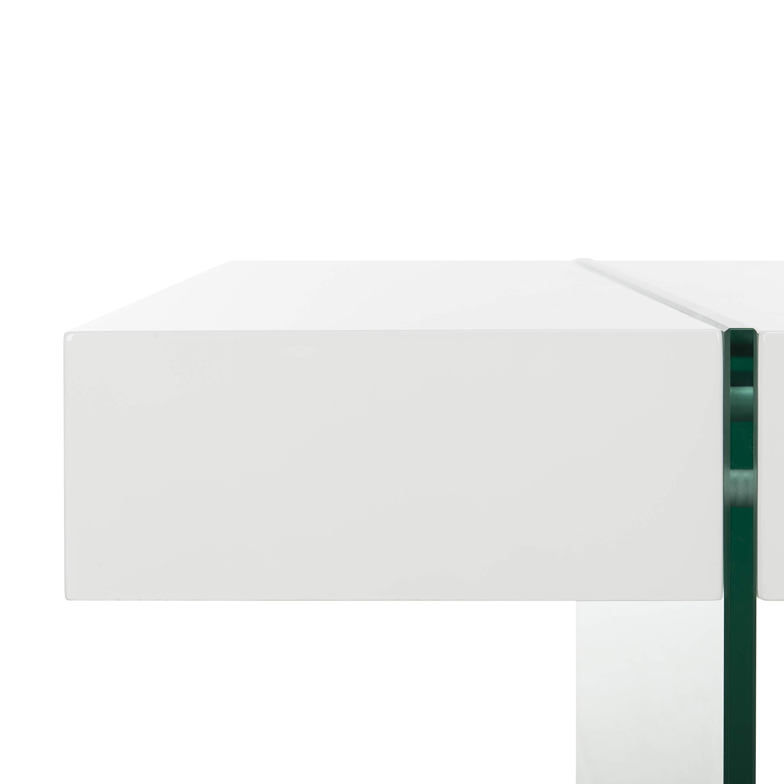 Safavieh Jacob White Modern Glass Leg Coffee Table - Stylish Living Room Furniture for Small Spaces & Contemporary Home Decor