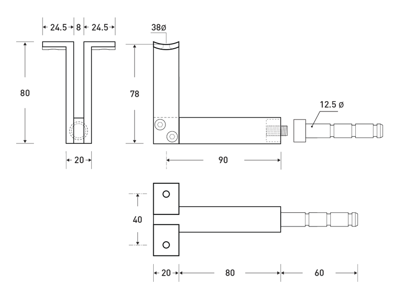 HB 550 Heavy Duty Stainless Steel Handrail Bracket - Adjustable Wall Mount for Stairs, Decks & Balconies - Indoor/Outdoor Use for Home Safety & ADA Compliance