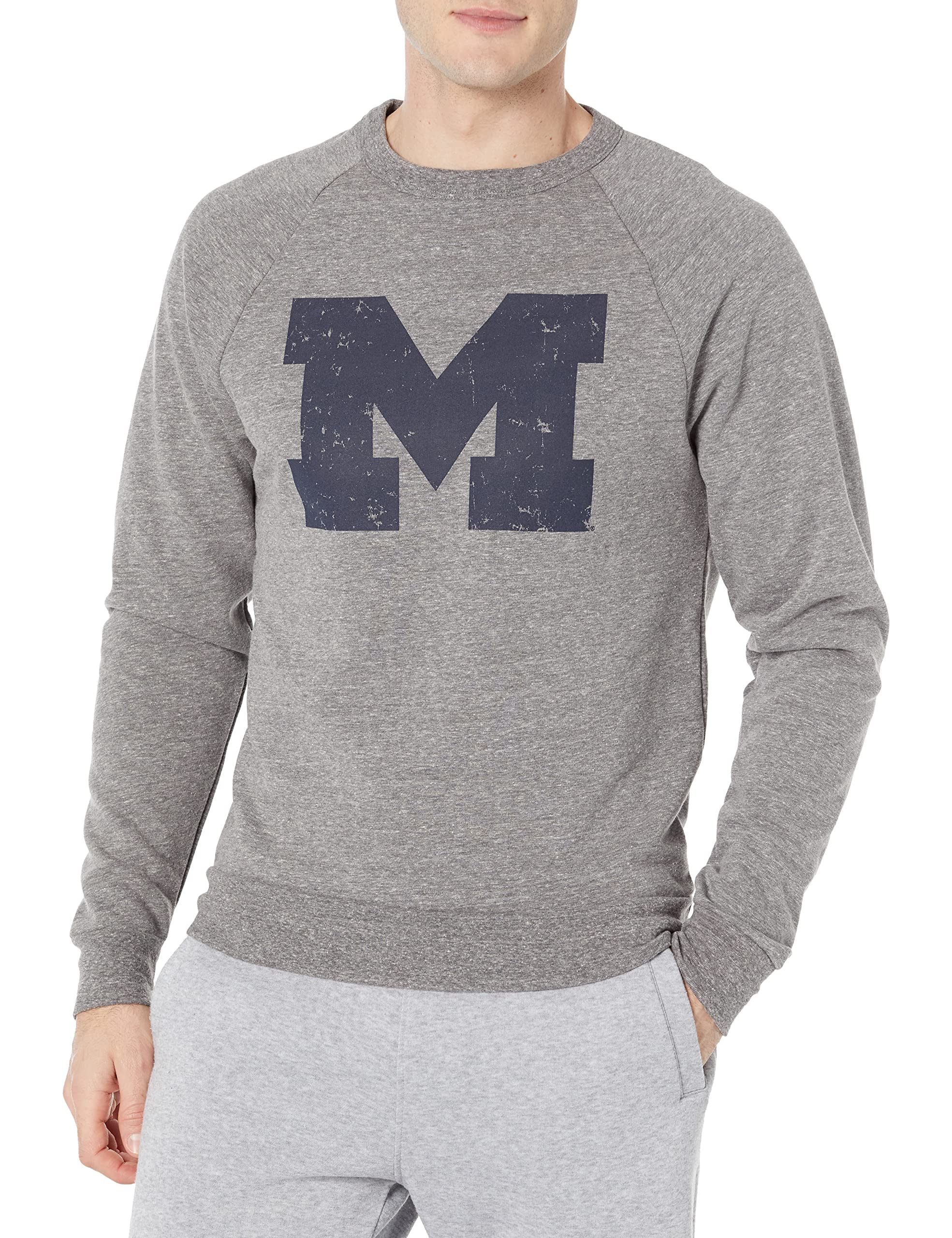 Blue 84 Men's Vintage Tri-Blend Crewneck Sweatshirt - Soft Cotton Blend Casual Pullover for Everyday Wear & Street Style