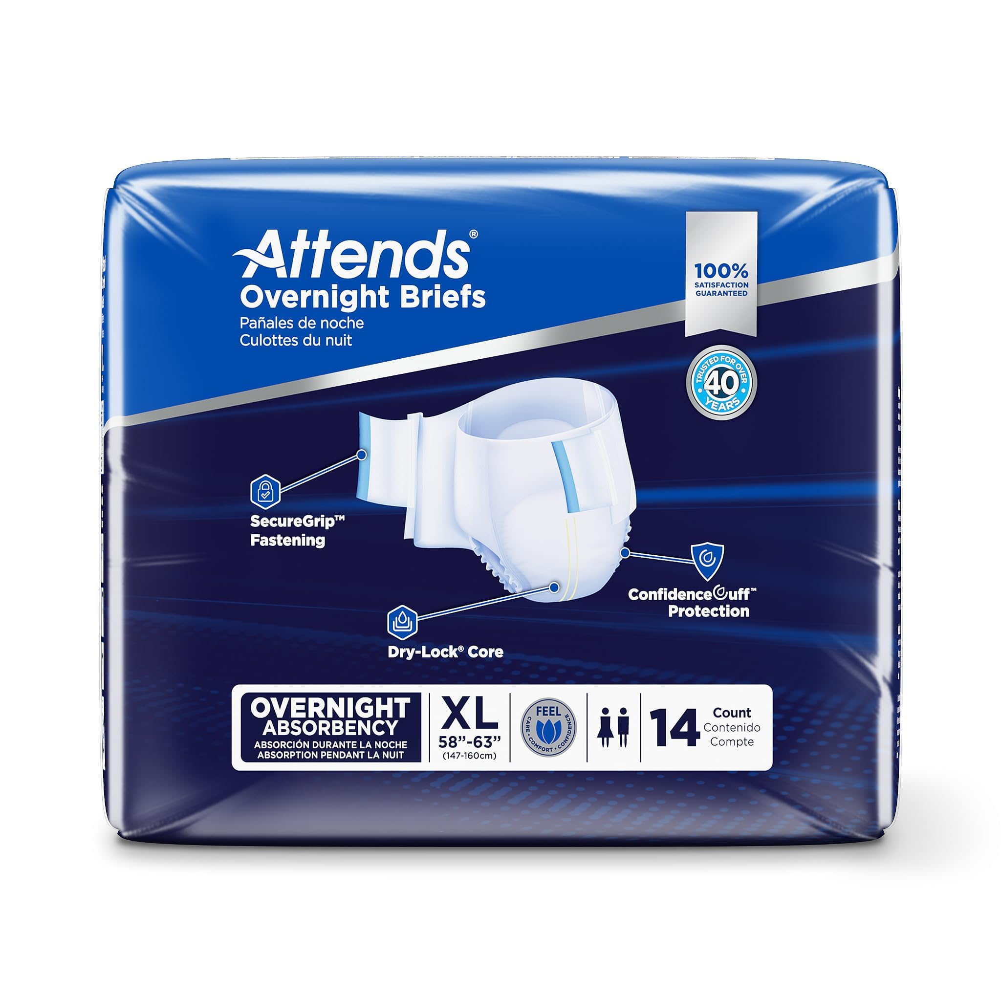 Attends Overnight Disposable Briefs for Adults - X-Large (58
