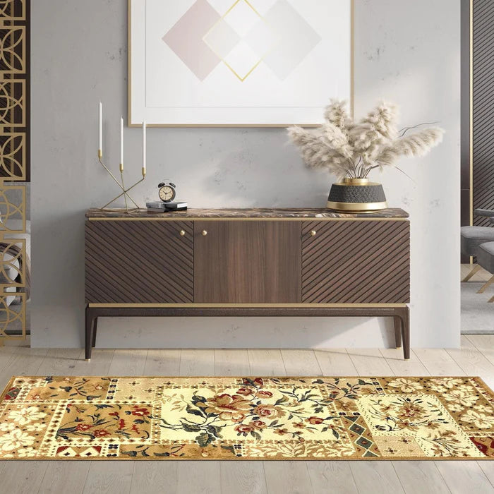 Floral Patchwork Area Rug - Soft Non-Slip Indoor Rug for Living Room, Bedroom, Nursery - Boho Chic Home Decor for Cozy Spaces