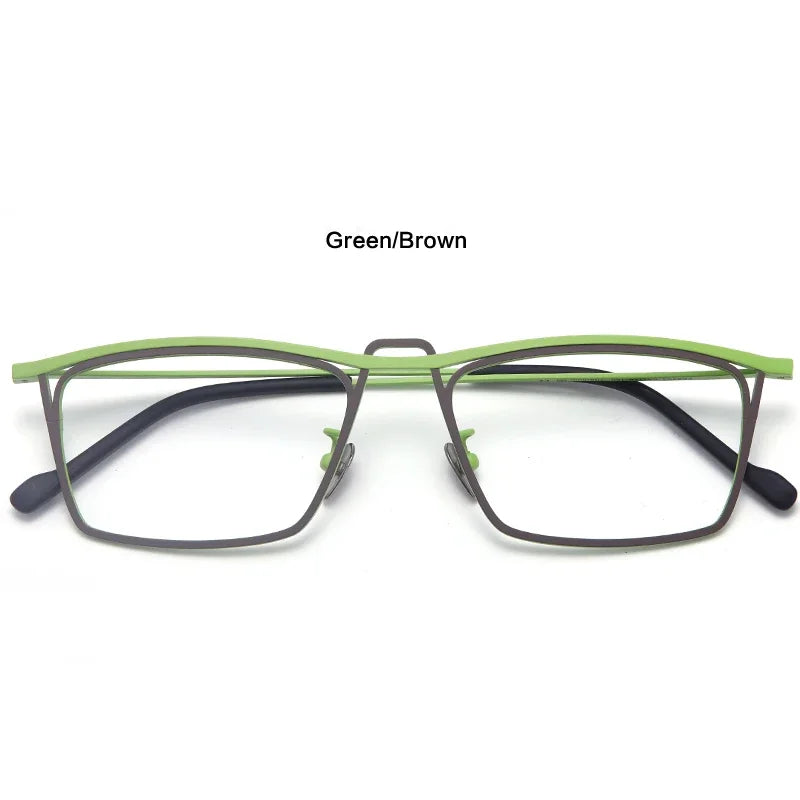 Aror Unisex Full Rim Square Double Bridge Titanium Eyeglasses 445418 - Lightweight Durable Frame for Work, Reading & Fashion | Blue Light Blocking Glasses for Men & Women