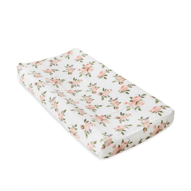 Little Unicorn Cotton Muslin Changing Pad Cover - Watercolor Roses Design | Soft Baby Changing Table Cover for Nursery & Diaper Station | Perfect for Newborns, Infants & Toddlers