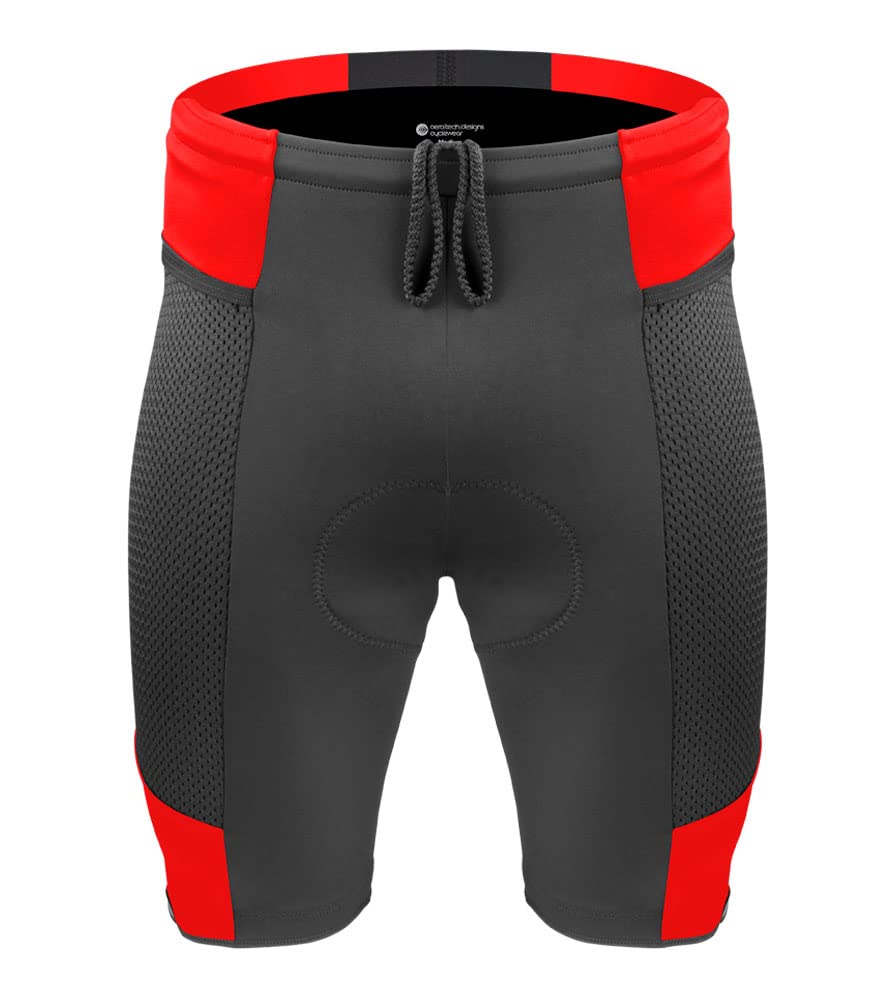 Men's Gel Touring Padded Bike Shorts with Innovative Mesh Pockets - Breathable Cycling Shorts for Road & Mountain Biking - Made in USA - Perfect for Long Distance Rides & Commuting