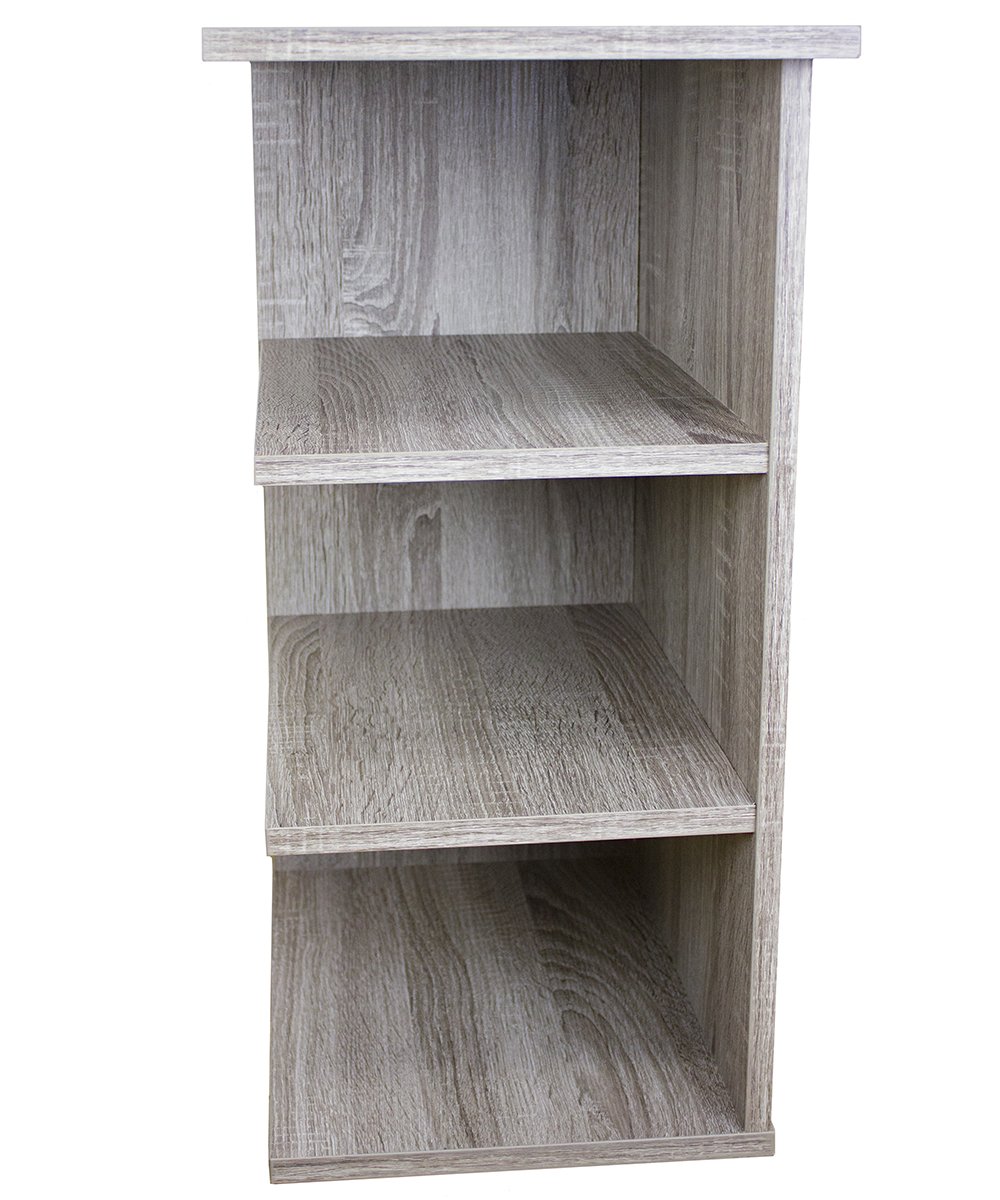 Rustic Grey Oak Magazine Rack End Table - Classic Side Table for Living Room, Bedroom, or Reading Nook - Holds Books, Newspapers & Coffee - Small Space Furniture - HomeConcept 11451RG - Perfect for Cozy Corners & Modern Farmhouse Decor