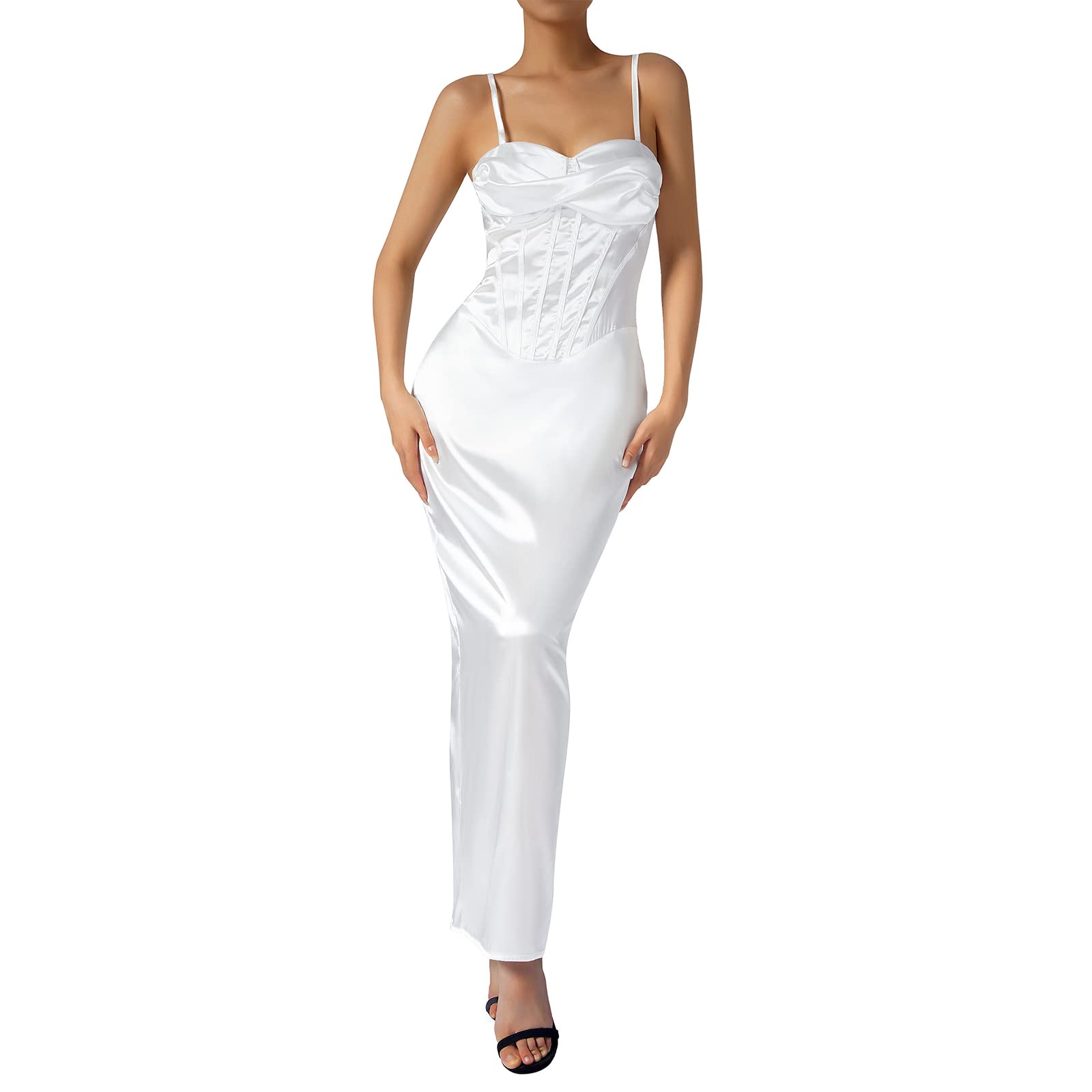 Elegant Women's Sleeveless Spaghetti Strap Satin Cocktail Dress - Cowl Neck Backless Long Evening Gown for Wedding Guest, Party & Special Occasions | Perfect for Formal Events, Date Nights & Red Carpet Looks