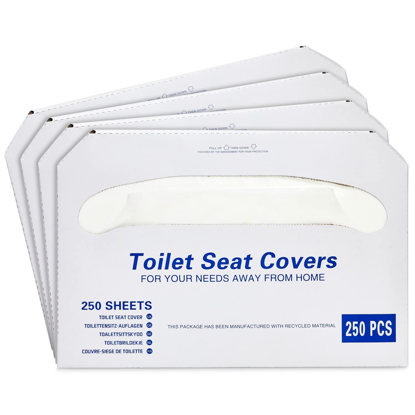 Disposable Toilet Seat Covers 4-Pack (250 Pcs) - Flushable for Travel & Home Use