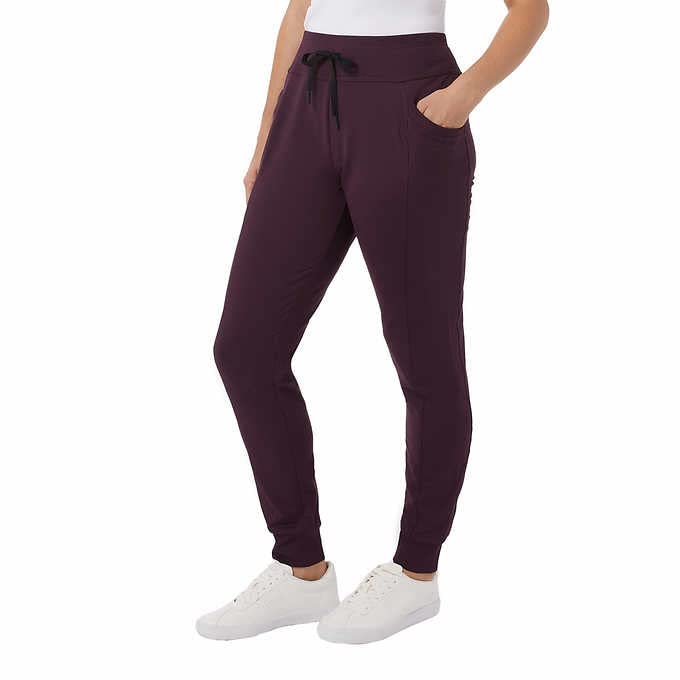 32 Degrees Women's Side Pocket Jogger Pants - Heather Agate Purple, XL - Soft Stretchy Lounge Pants for Running, Yoga & Casual Wear