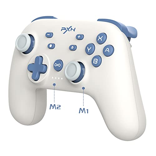 PXN Wireless Pro Controller for Nintendo Switch/Switch Lite/Switch OLED - Programmable Gamepad with NFC, Turbo, Screenshot, Gyro Axis & Vibration - Compatible with iOS 16 - Wireless Gaming Controller with Wake-Up Function (White) - Perfect for Mario Kart, Zelda & Multiplayer Gaming Sessions