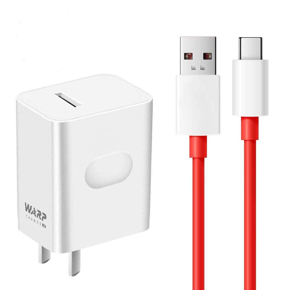 30W Warp Charger Fast USB-C Wall Adapter with 3.3FT Cable - Quick Charge for OnePlus 9/8 Pro/7T/6/5T/5/3T/3 - Perfect for Home, Office & Travel (White)