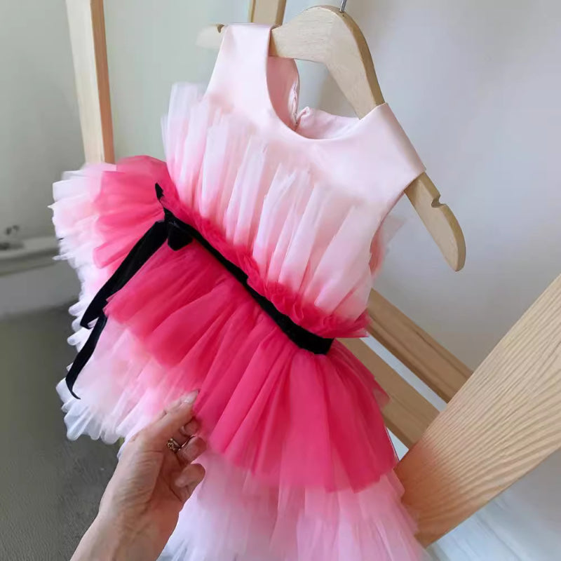 Elegant Gradient Mesh Formal Baby Dresses for Toddlers - Perfect for Birthday Parties, Photo Shoots & Special Occasions