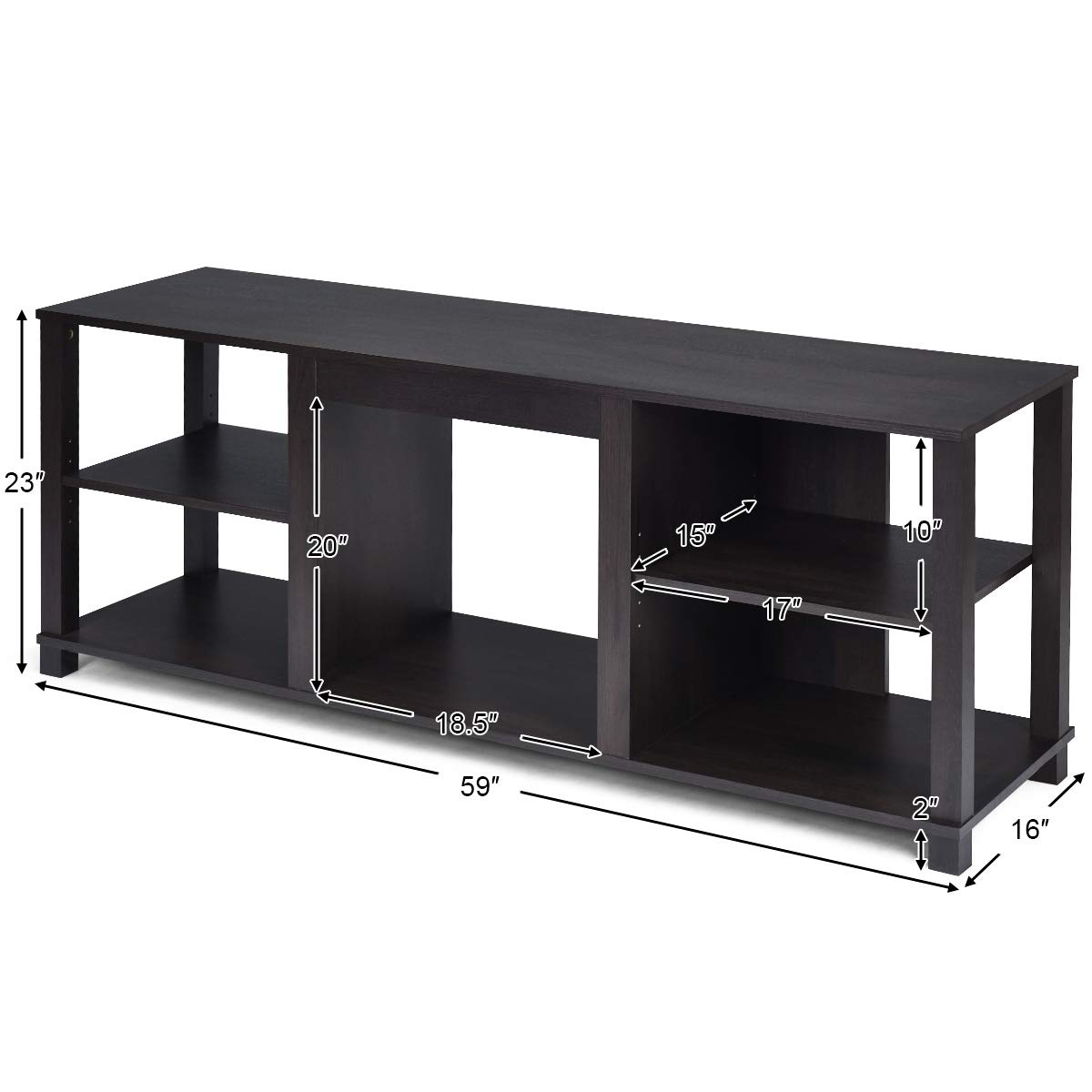 Tangkula 2-Tier Modern TV Stand with Adjustable Shelves - Entertainment Center for TVs up to 65