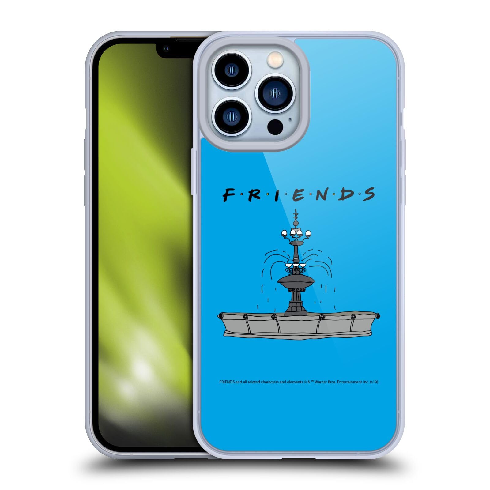 Officially Licensed Friends TV Show Fountain Iconic Soft Gel Case for Apple iPhone 13 Pro Max - Durable Protective Phone Cover for Fans, Perfect for Daily Use, Travel & Gift Giving