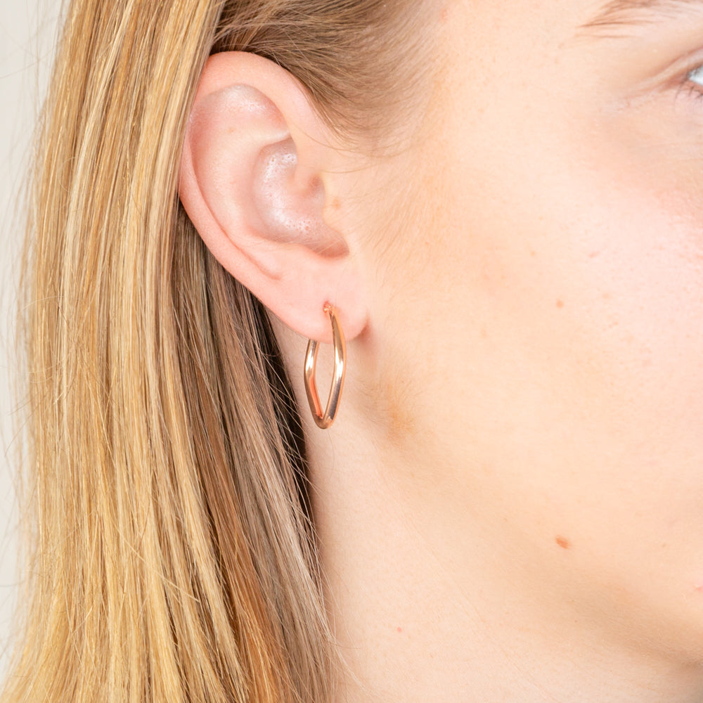 9ct Rose Gold Silver-Filled Diamond Hoop Earrings for Women - Elegant Fashion Jewelry for Parties, Weddings & Everyday Wear