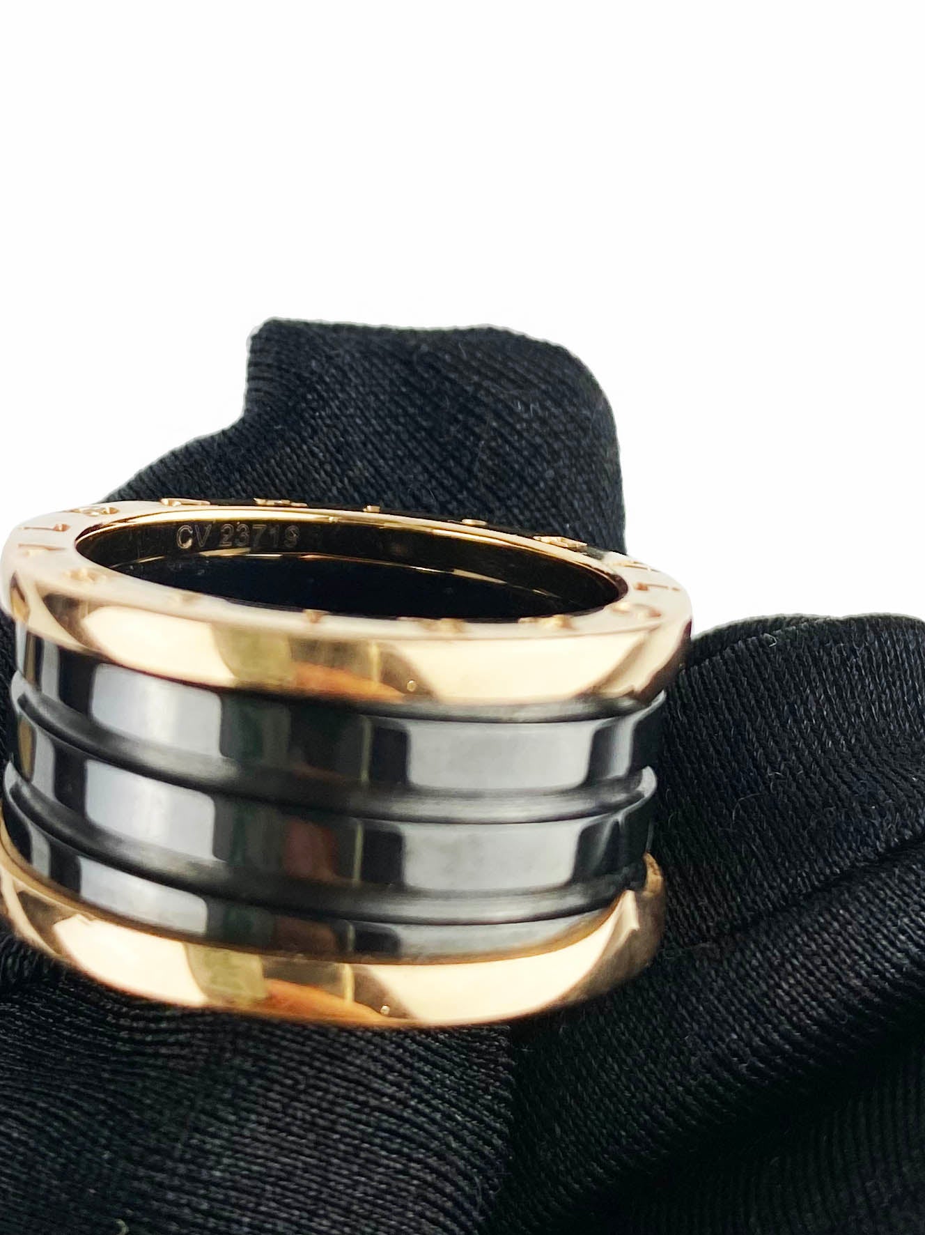 Bvlgari Black & Rose Gold B.Zero1 Ring - Size 58 | Luxury Italian Jewelry for Women, Elegant Gift for Anniversary & Special Occasions | Perfect for Evening Events & Date Nights