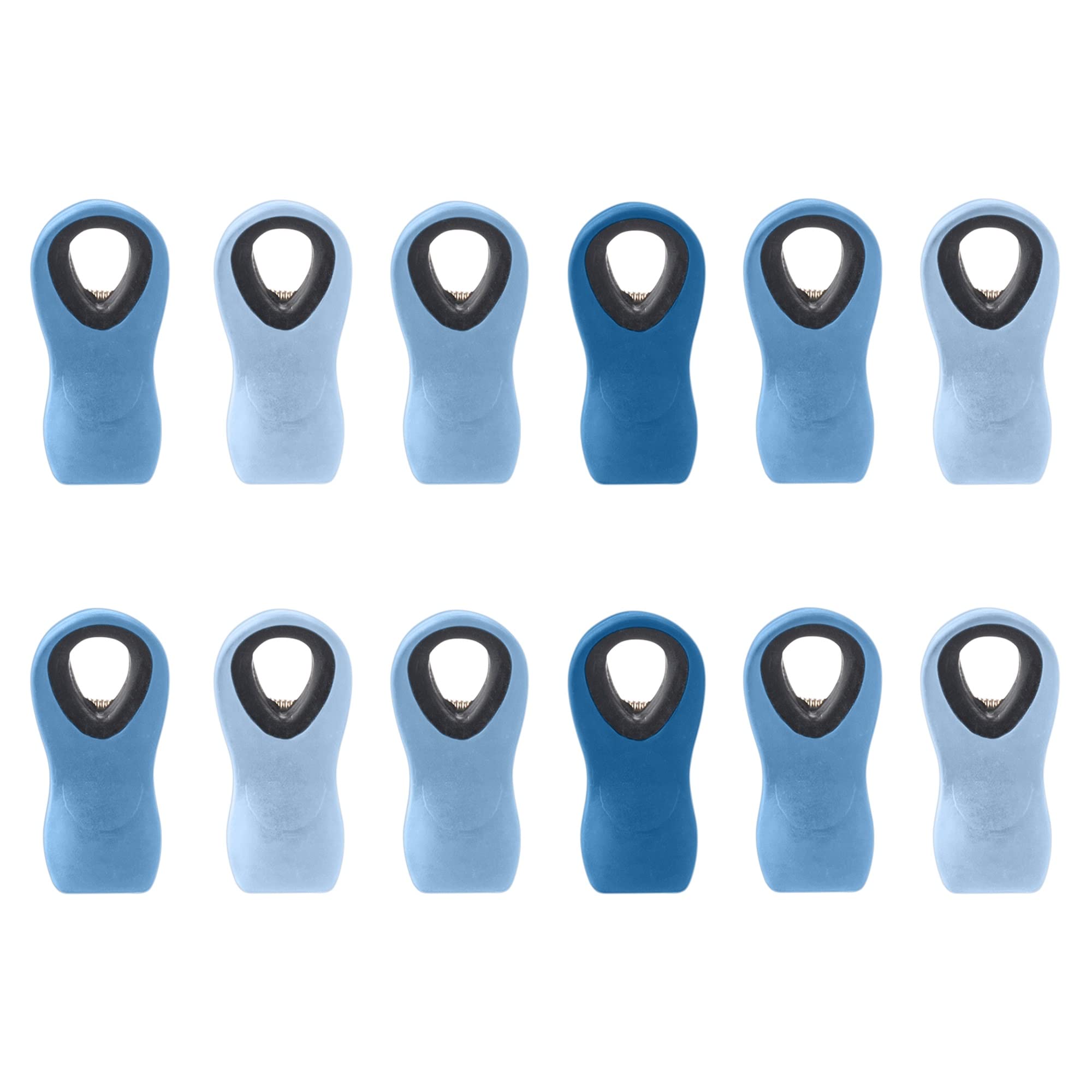 Edge Chip Clips for Food Snack Bags & Storage - Non-Slip Magnetic Back with Loop Holes - 12-Piece Medium Set (BlueJay) - Perfect for Kitchen, Pantry & Picnic Organization