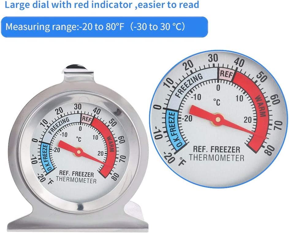 Fuyamp 4-Pack Large Dial Refrigerator Freezer Thermometer - Accurate Temperature Monitor for Fridge, Cooler & Freezer - Perfect for Home Kitchen, Restaurant & Food Storage Safety