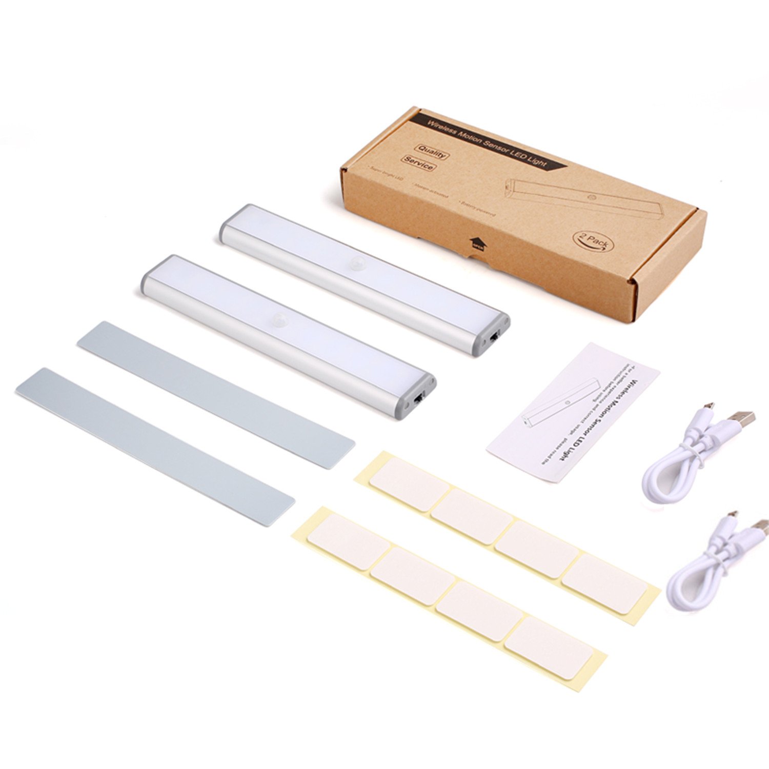 Wireless Stick-On LED Closet Lights - 20 LED Motion Sensor Under Cabinet Lighting with Rechargeable Battery & Magnetic Base - Safe Night Light for Closet, Kitchen, Wardrobe, Stairs (Silver) - Perfect for Dark Spaces & Hands-Free Illumination