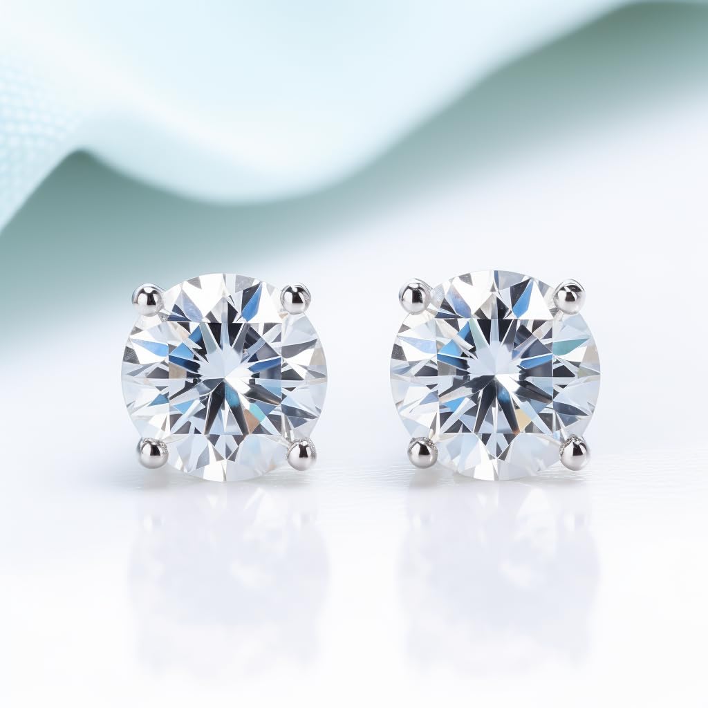 925 Sterling Silver Stud Earrings for Women & Men - 1-2 Carat Round Cut Lab Grown Diamond or Moissanite Earrings | Hypoallergenic Luxury Jewelry Gift for Anniversary, Birthday & Special Occasions | Perfect for Everyday Wear, Date Nights & Formal Events