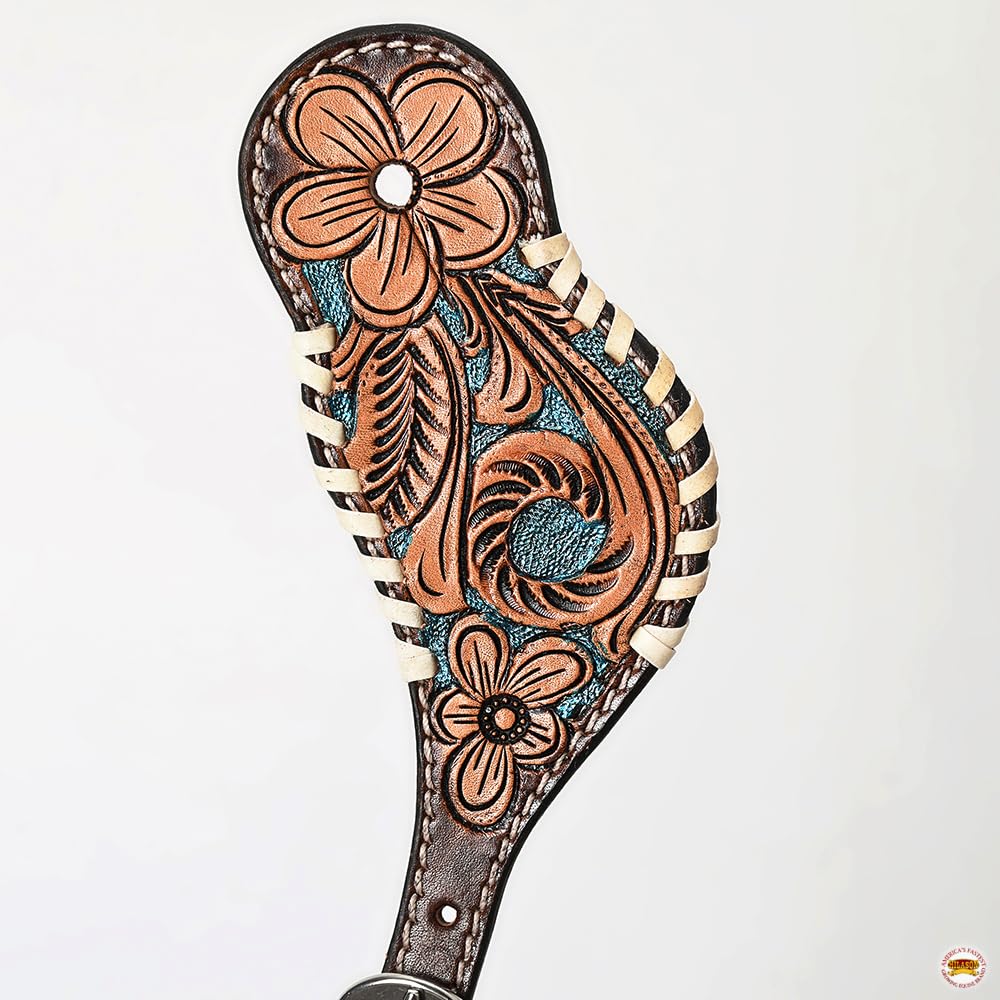 HILASON Genuine Leather Western Horse Spur Straps with Floral Hand-Painted Design - Durable Leather Spur Straps for Men & Women - Perfect for Western Riding, Rodeo & Equestrian Training