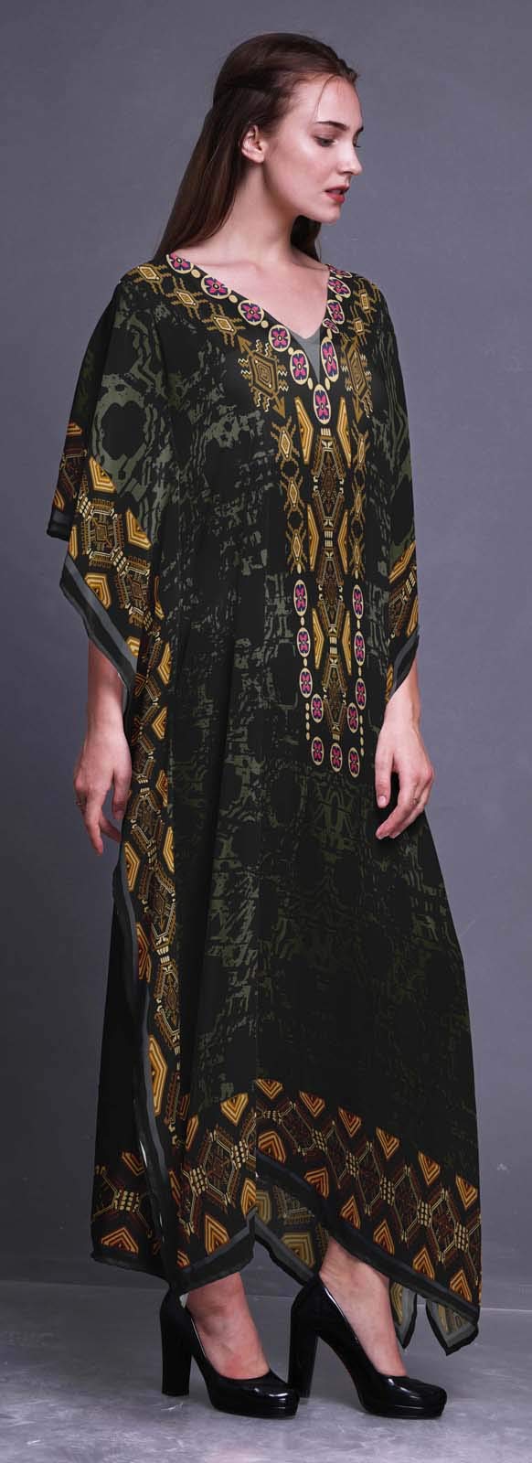Plus Size Women's Kaftan Dress - Flowy Summer Beach Cover Up, Boho Kimono Maxi Dress for Lounge, Vacation & Poolside Relaxation
