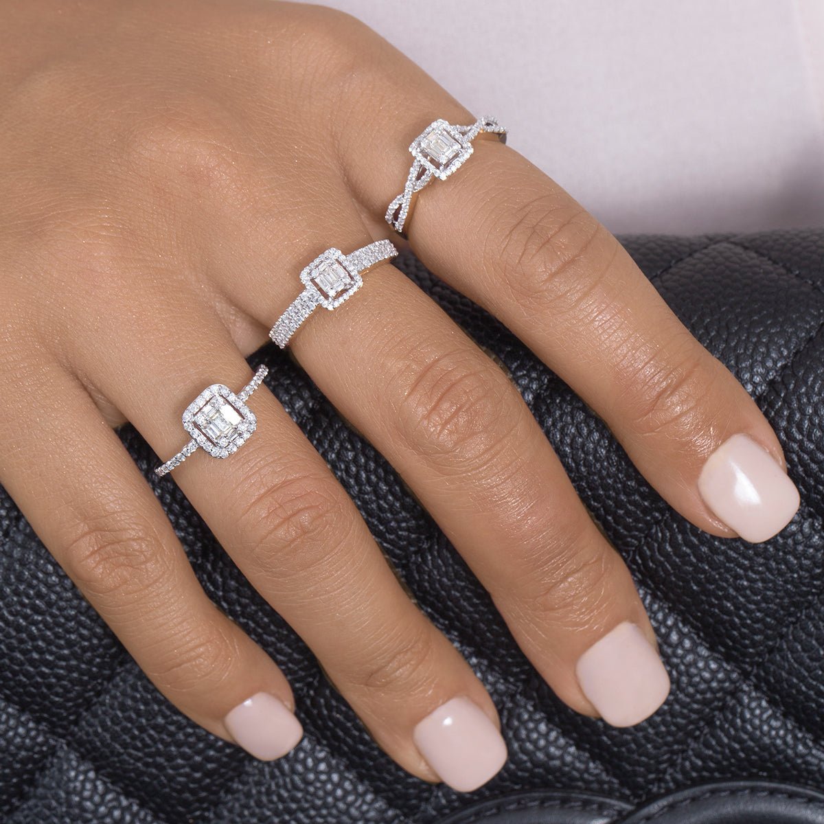 18k Yellow Gold Petite Diamond Baguette Halo Eternity Ring for Women - Elegant Wedding Band, Anniversary Gift & Everyday Luxury Jewelry
