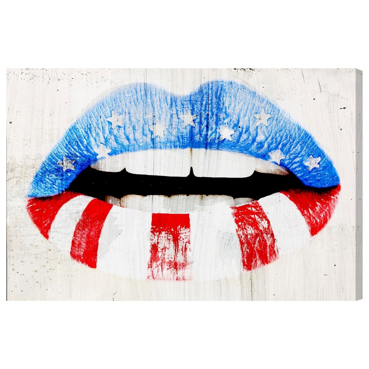 Oliver Gal Artist Co. American Lips Patriotic Wall Art Canvas Print - Vintage USA Decor for Living Room, Bedroom & Office