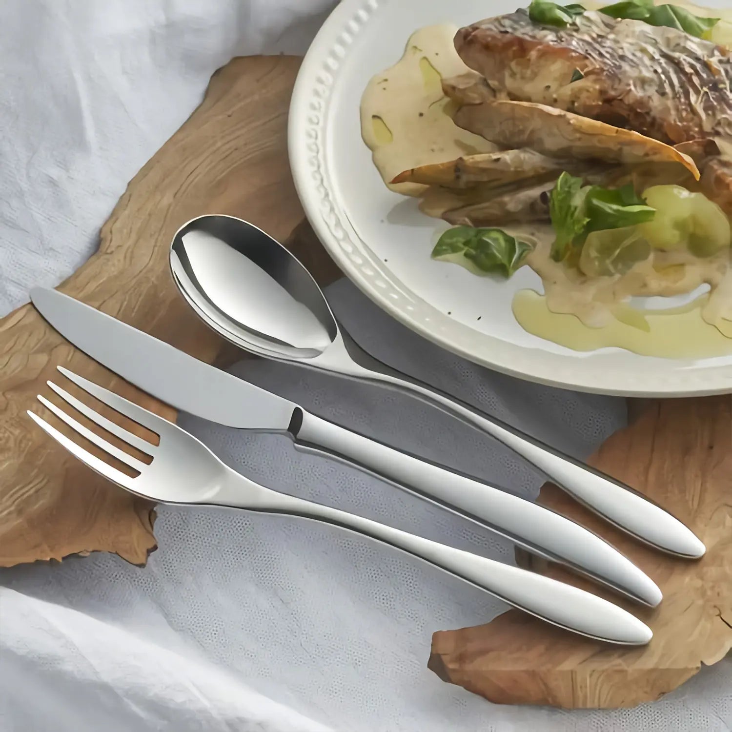 Luckywood Marille Premium Stainless Steel Dessert Spoon Set - Elegant Tea Party, Wedding, and Dessert Serving Utensils for Cake, Ice Cream, and Pastries