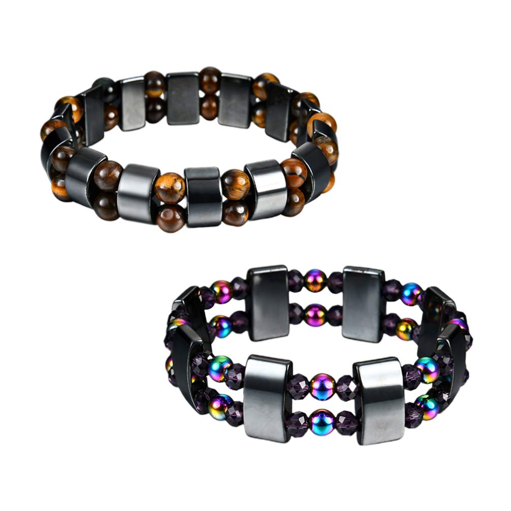 Milisten 2-Pack Magnetic Hematite Ankle Bracelets for Pain Relief - Adjustable Beaded Bracelet for Men & Women - Perfect for Arthritis, Joint Pain & Wellness Therapy