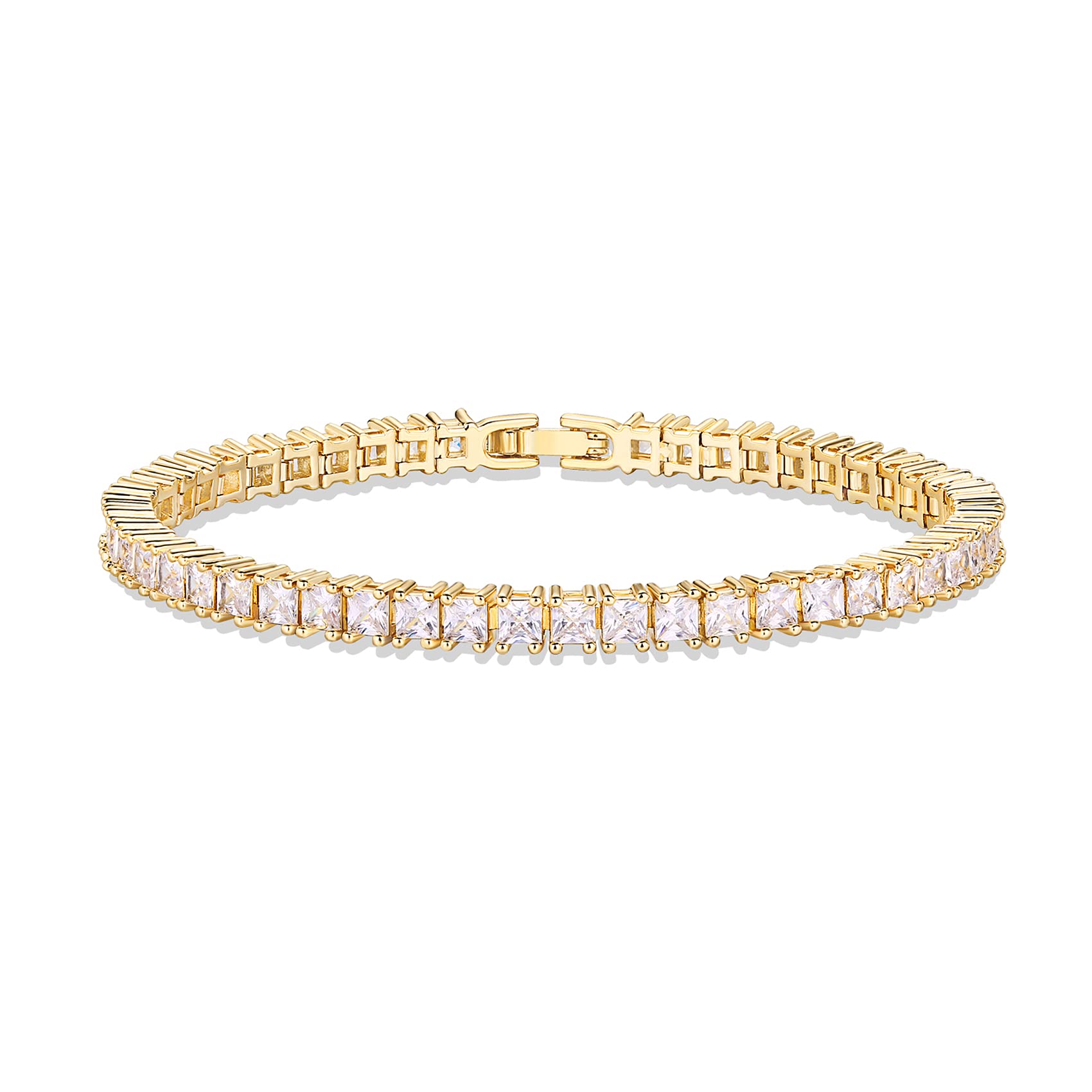 PAVOI 14K Gold Plated Cubic Zirconia Tennis Bracelet for Women | 4mm CZ Classic Elegant Bracelet | Adjustable Size 6.5-7.5 Inch | Perfect for Weddings, Parties & Everyday Wear
