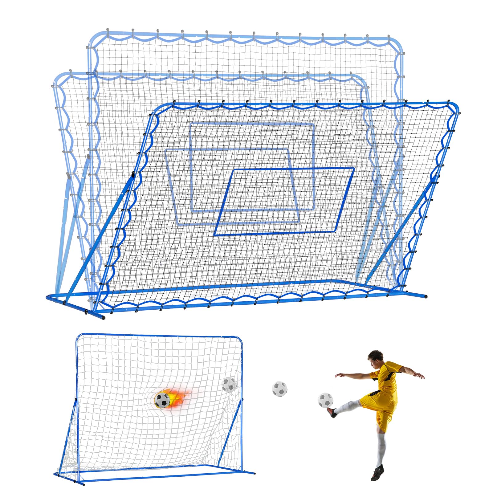 8x6FT Dual-Mode Soccer Goal & Rebounder Net - Premium Durable Training Equipment for Shooting, Control & Passing Practice - Quick-Switch Angle Adjustment - Easy Setup for Kids, Teens & Adults - Perfect for Backyard, Park & Team Training Sessions