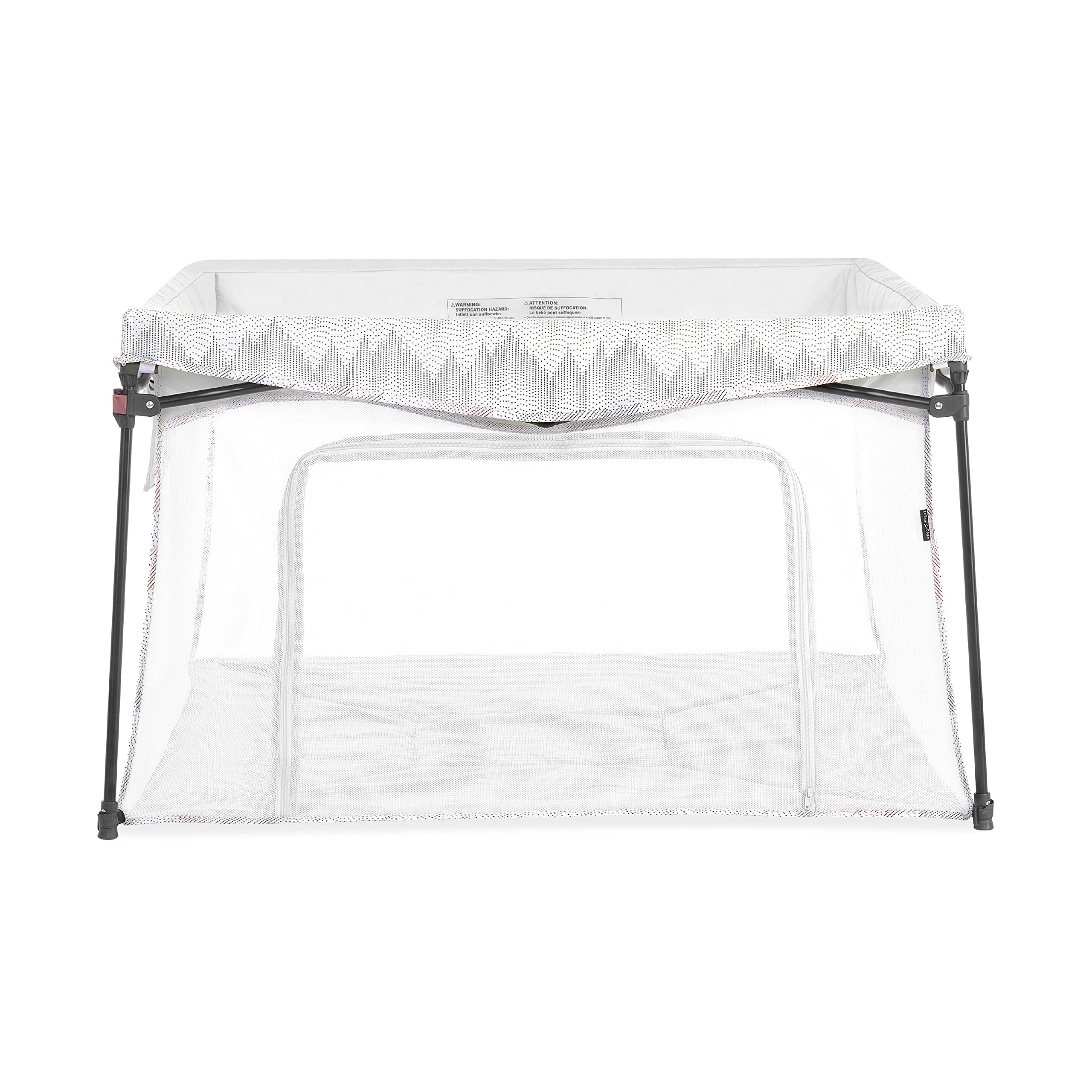Dream On Me Ziggy Square Playpen - Breathable Mesh Walls, Easy Setup & Compact Fold for Travel | Stylish Dove White Finish | Lightweight & Portable for Home, Nursery, or On-the-Go Use