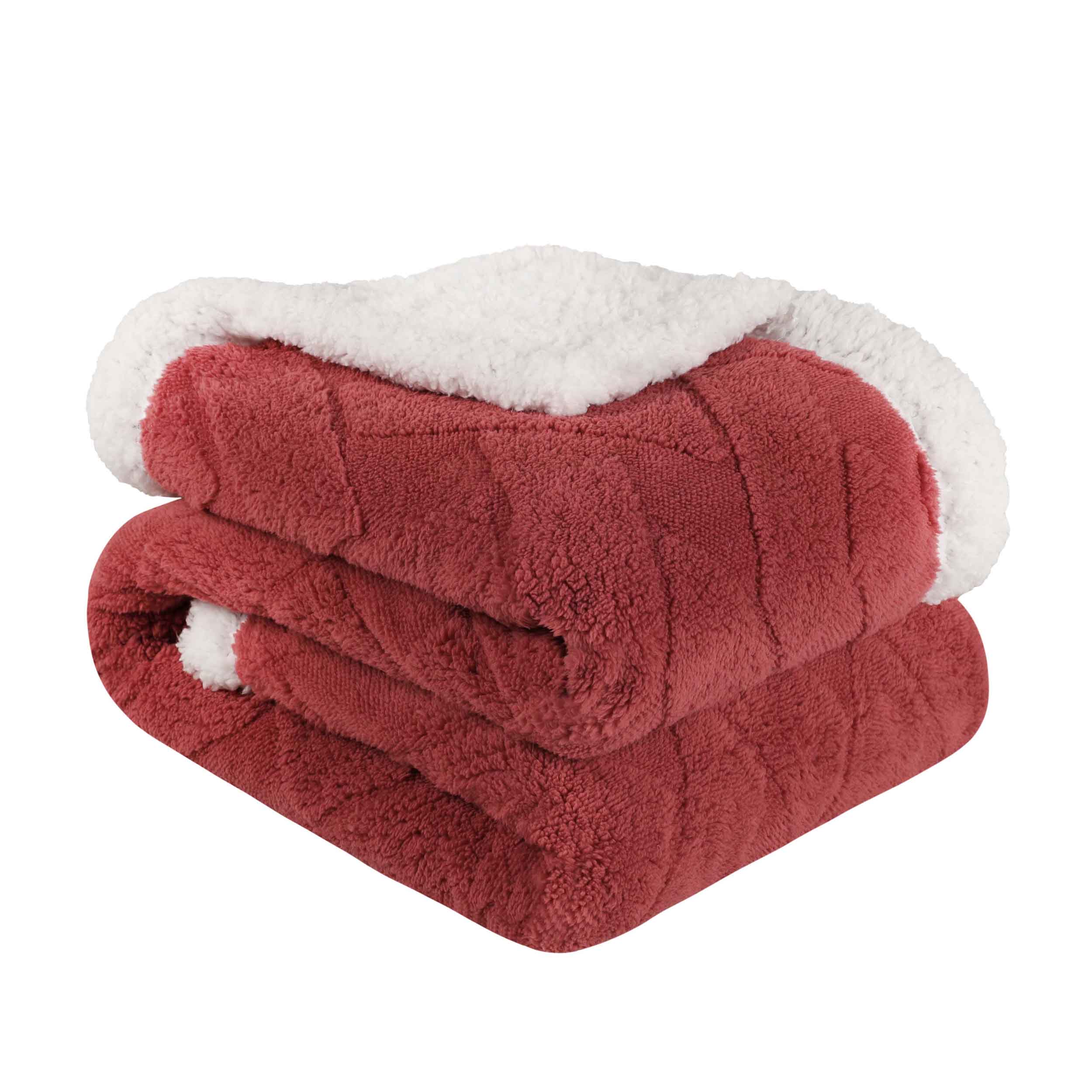 Nuuk Reversible Jacquard Lattice Plush Sherpa Fleece Blanket - Ultra Soft & Warm Winter Throw for Couch, Bed & Travel - Cozy Home Decor Gift for Christmas & Cold Weather