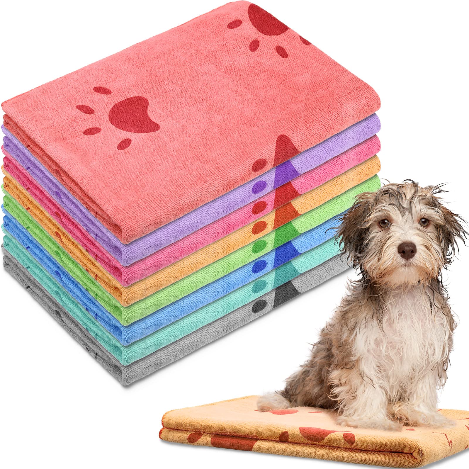 Chumia 8 Pack Absorbent Microfiber Dog Towels 55