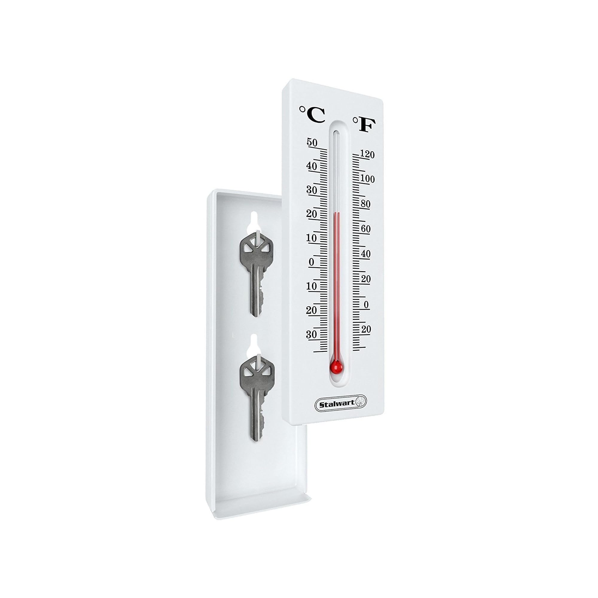 WYZworks Outdoor Hidden Key Holder with Thermometer - Celsius/Fahrenheit (℃/℉) Display, Diversion Safe for House Keys, Emergency Spare Key Storage - Perfect for Home Security & Vacation Safety