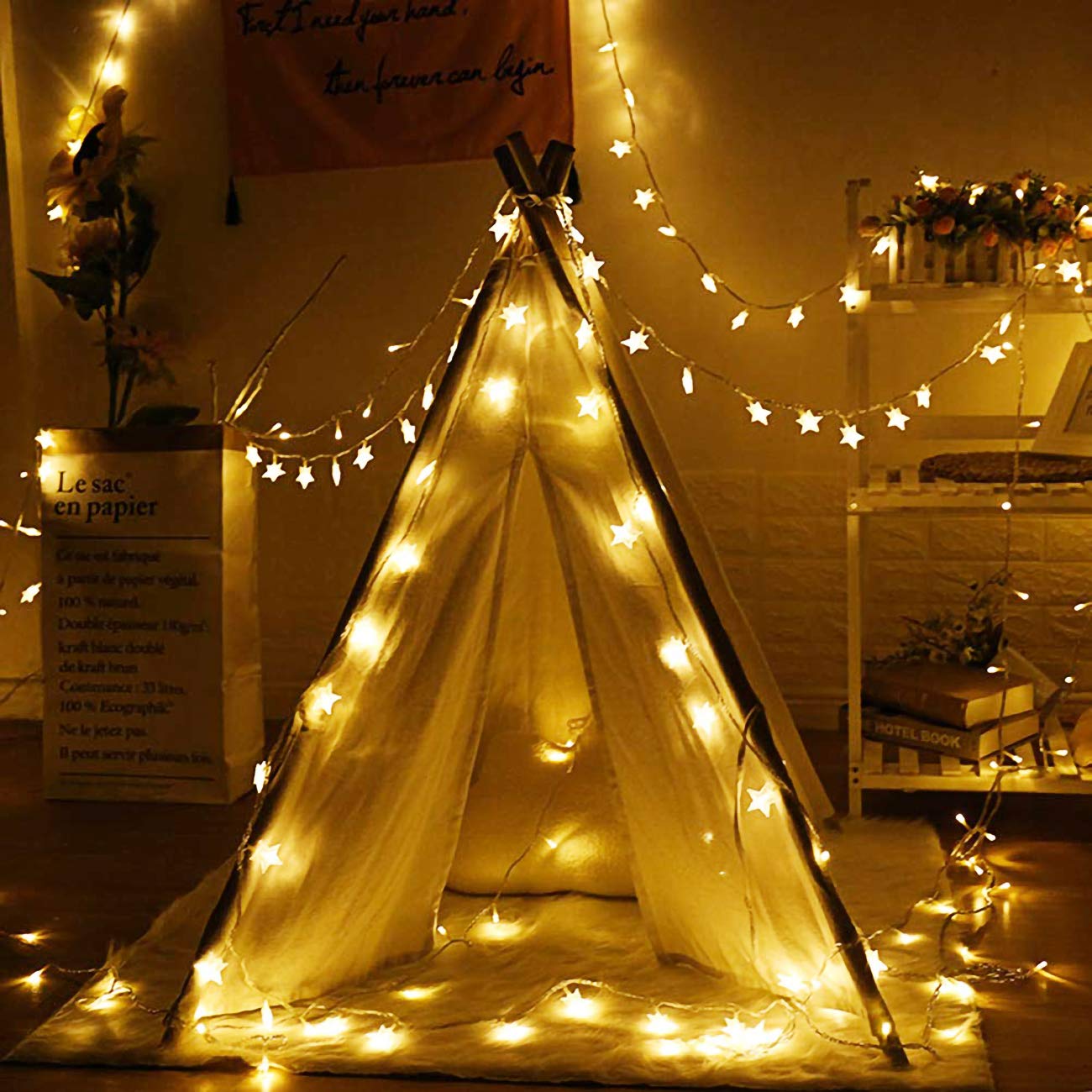 Adispotg Star Fairy Lights - 20ft 40 LED Battery Operated String Lights with 2 Lighting Modes, Waterproof for Indoor & Outdoor Decor - Perfect for Bedroom, Wedding, Party, Christmas Tree, Garden, Patio, and Holiday Decorations