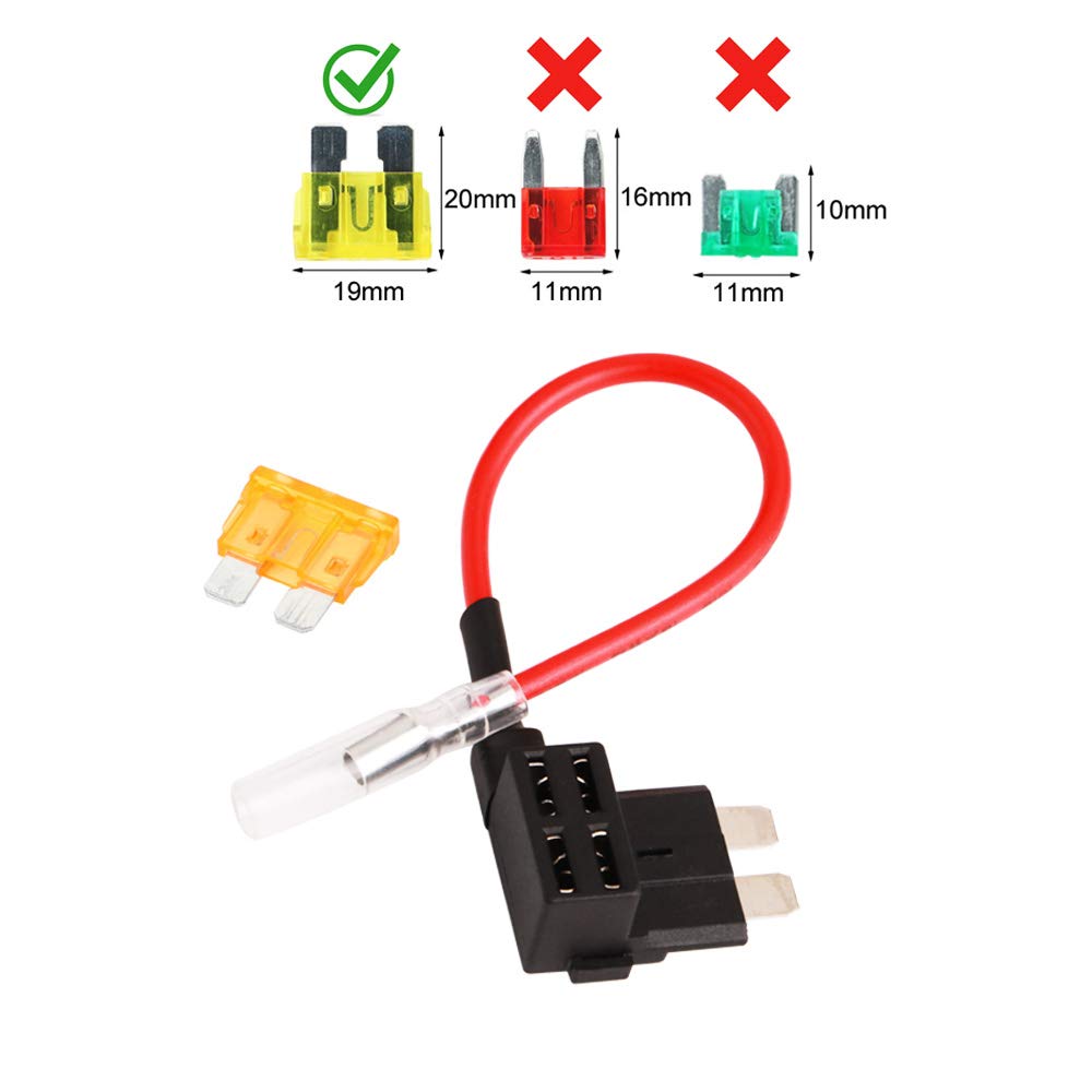 GTIWUNG 32V Standard Fuse Holder - Car Add-A-Circuit Fuse Tap with Wire Harness, Piggy Back Blade Fuse Connector, ACU Medium Fuse Tap with 3A/5A/15A Fuses & Fuse Puller (6-Pack) - Perfect for Automotive Electrical Upgrades, DIY Car Modifications & Vehicle Accessory Installations