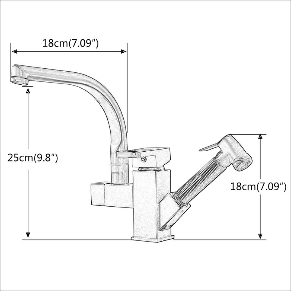 Black Bronze Swivel Spout Kitchen Sink Faucet - Deck Mounted Pull Out Sprayer Bathroom & Kitchen Mixer Tap - Chrome Finish for Vanity Sink - Perfect for Modern Home, Restaurant & Commercial Use