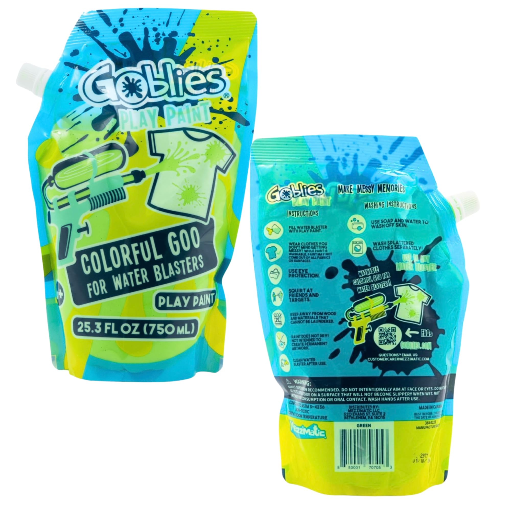 Gooblies Play Paint Super Pack - 2 Packs of Washable Spray Paint & 3 Play Paint Guns (Purple & Green) | Splatter Water Gun Toy for Kids Outdoor Activities, Birthday Parties & Summer Fun